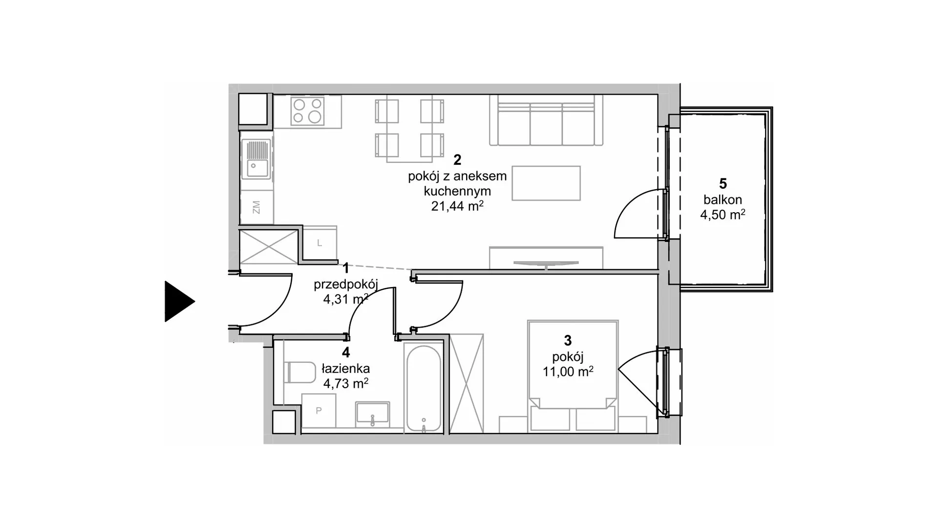 Mieszkanie 41,48 m², piętro 1, oferta nr S1.E.1.2, ATAL Idea Swarzędz II, Swarzędz, ul. Tabaki-idx