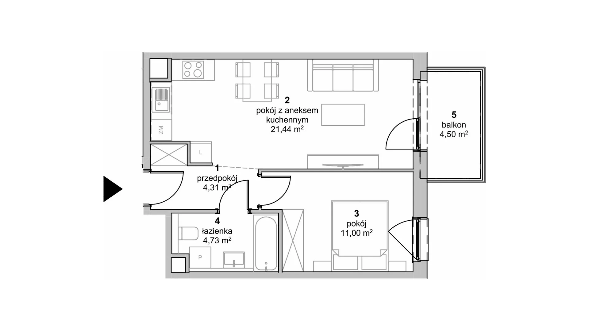 Mieszkanie 41,48 m², piętro 3, oferta nr S1.E.3.2, ATAL Idea Swarzędz II, Swarzędz, ul. Tabaki-idx