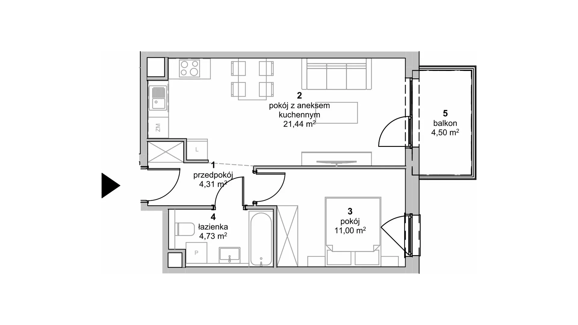 Mieszkanie 41,48 m², piętro 4, oferta nr S1.E.4.2, ATAL Idea Swarzędz II, Swarzędz, ul. Tabaki-idx