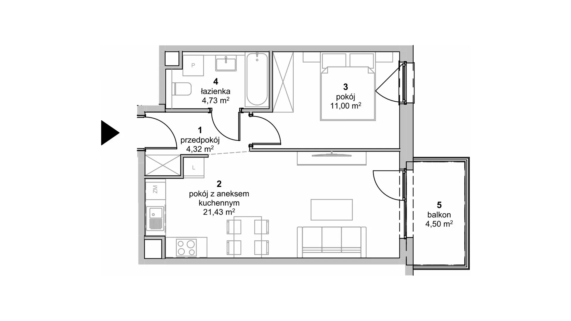 Mieszkanie 41,48 m², piętro 1, oferta nr S1.F.1.3, ATAL Idea Swarzędz II, Swarzędz, ul. Tabaki-idx