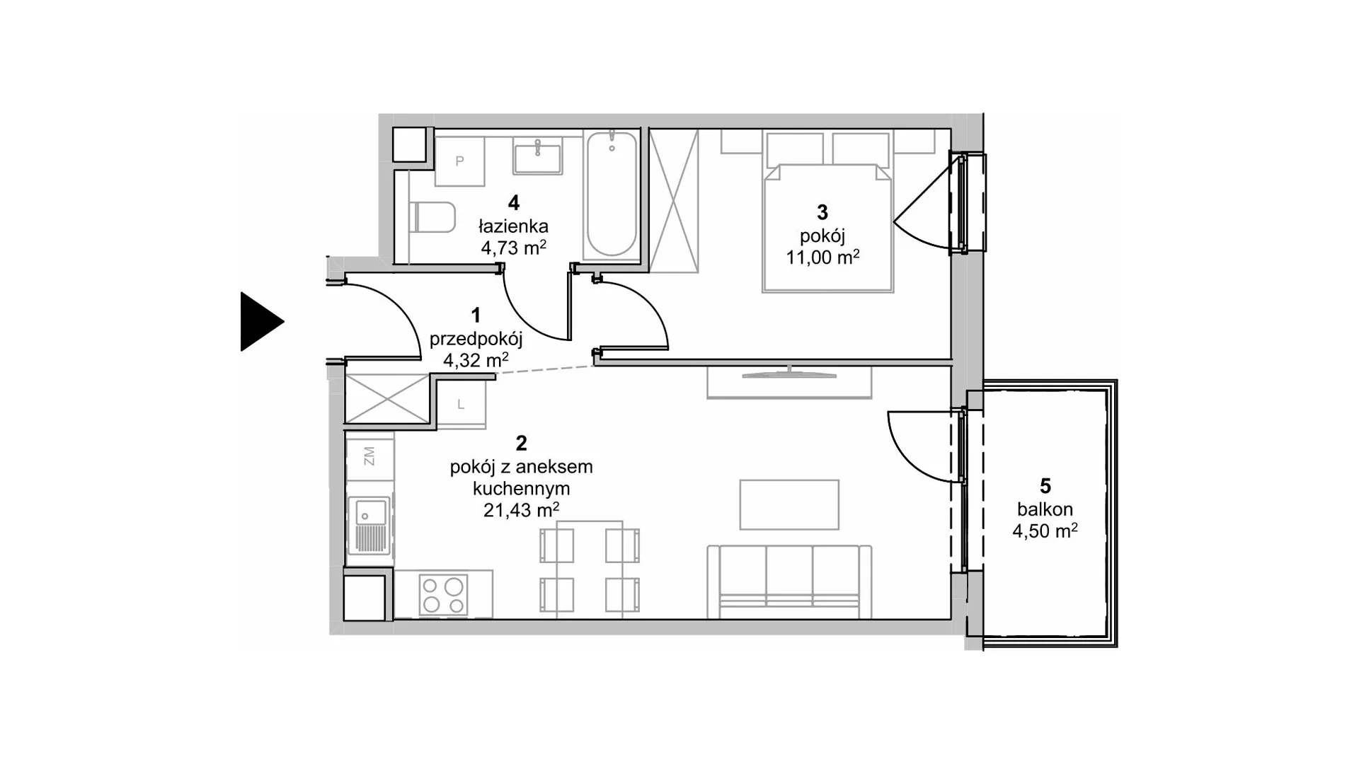 Mieszkanie 41,48 m², piętro 3, oferta nr S1.F.3.3, ATAL Idea Swarzędz II, Swarzędz, ul. Tabaki-idx