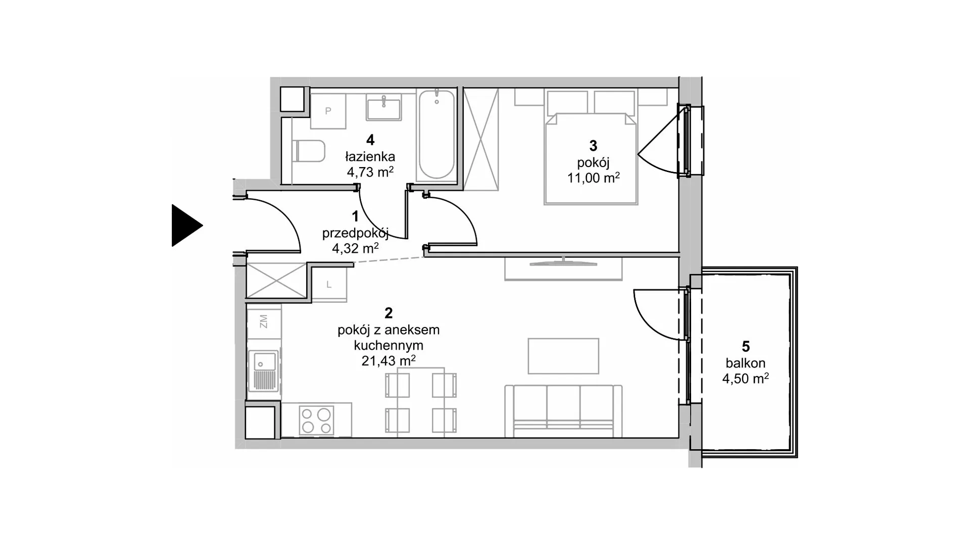 Mieszkanie 41,48 m², piętro 4, oferta nr S1.F.4.3, ATAL Idea Swarzędz II, Swarzędz, ul. Tabaki-idx