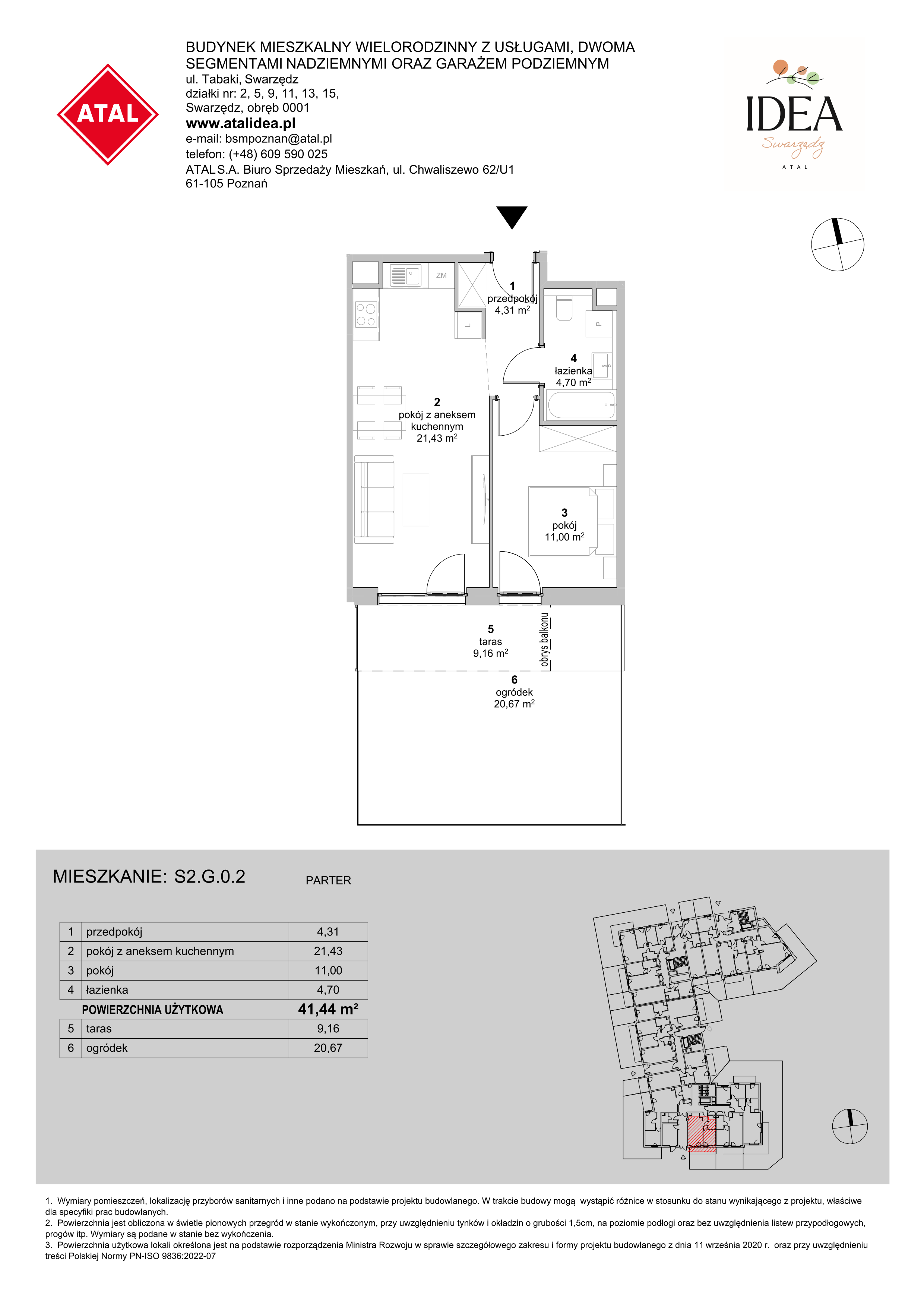 Mieszkanie 41,44 m², parter, oferta nr S2.G.0.2, ATAL Idea Swarzędz II, Swarzędz, ul. Tabaki-idx