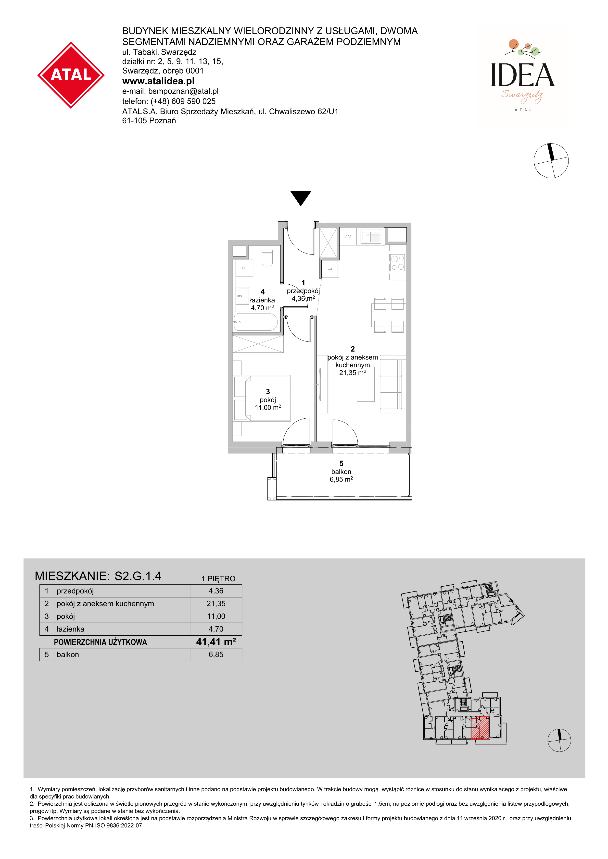 Mieszkanie 41,41 m², piętro 1, oferta nr S2.G.1.4, ATAL Idea Swarzędz II, Swarzędz, ul. Tabaki-idx