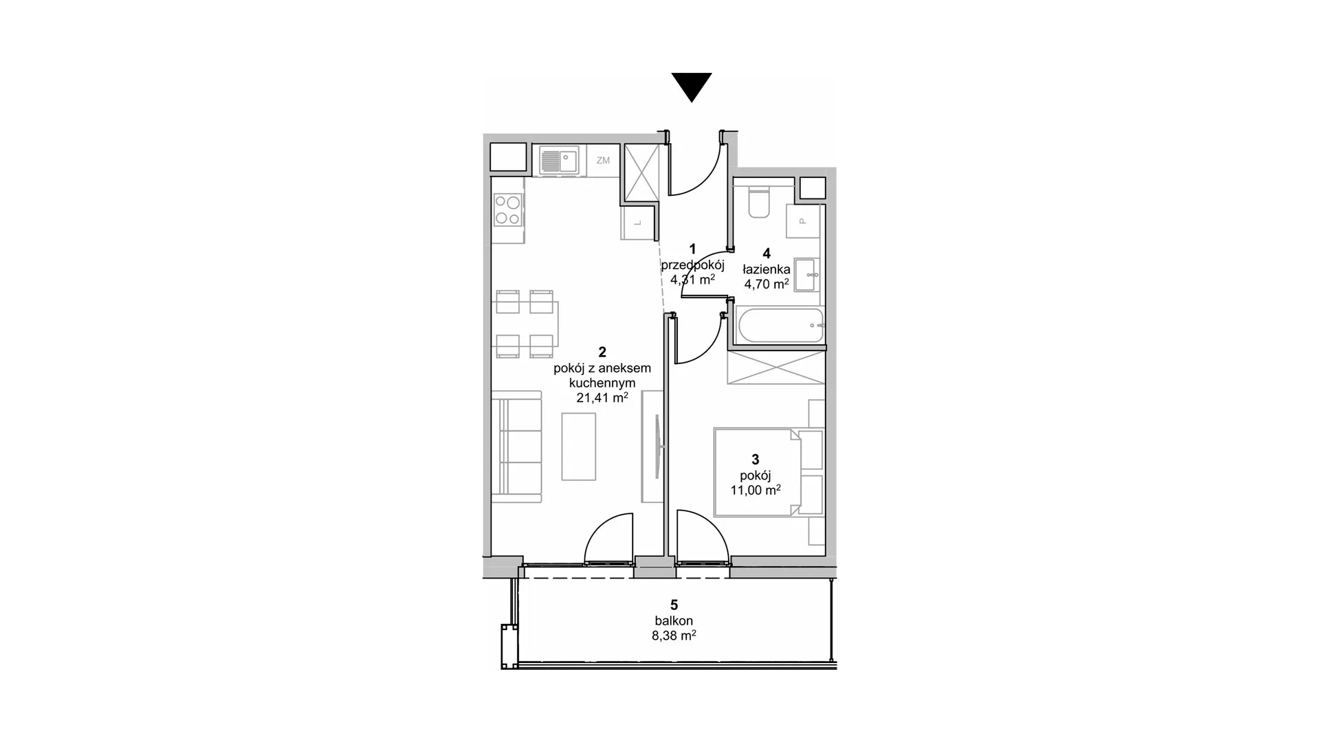 Mieszkanie 41,42 m², piętro 4, oferta nr S2.G.4.3, ATAL Idea Swarzędz II, Swarzędz, ul. Tabaki-idx