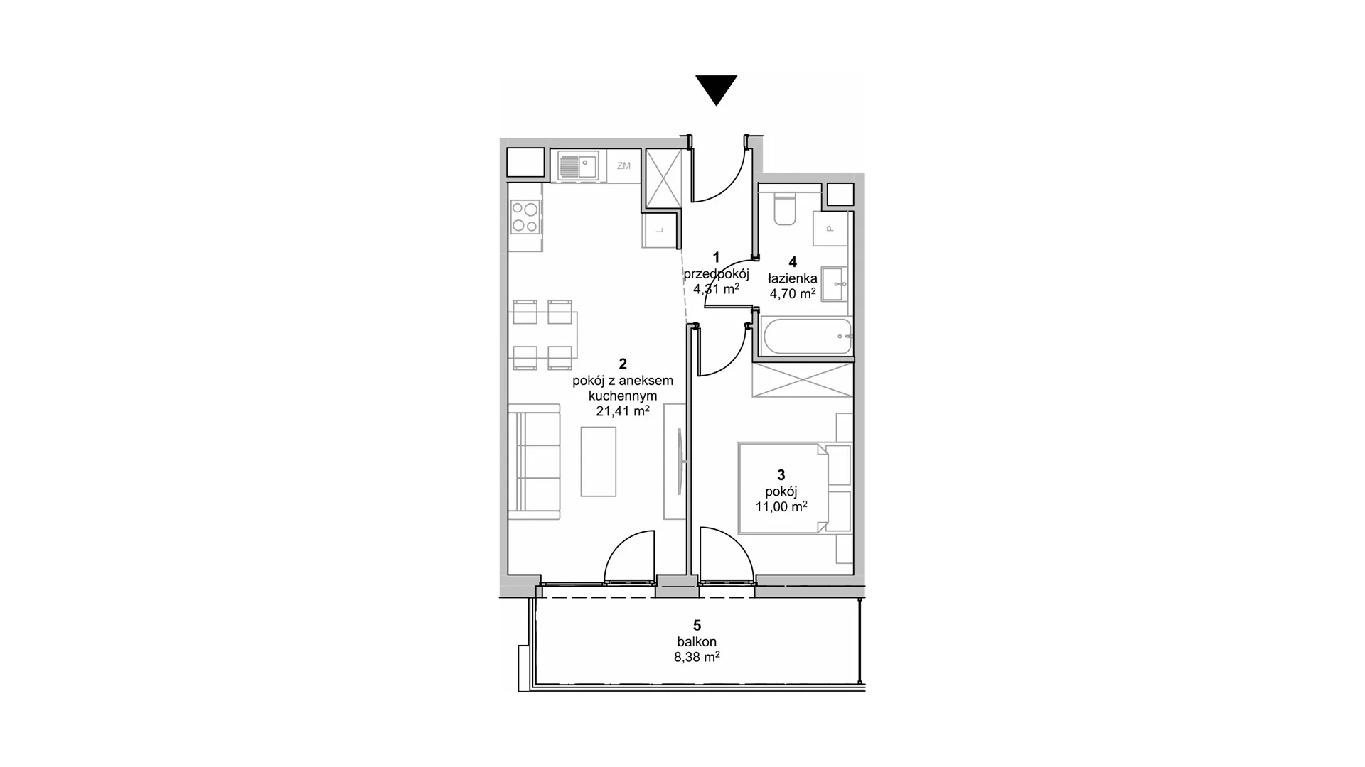 Mieszkanie 41,42 m², piętro 5, oferta nr S2.G.5.3, ATAL Idea Swarzędz II, Swarzędz, ul. Tabaki-idx