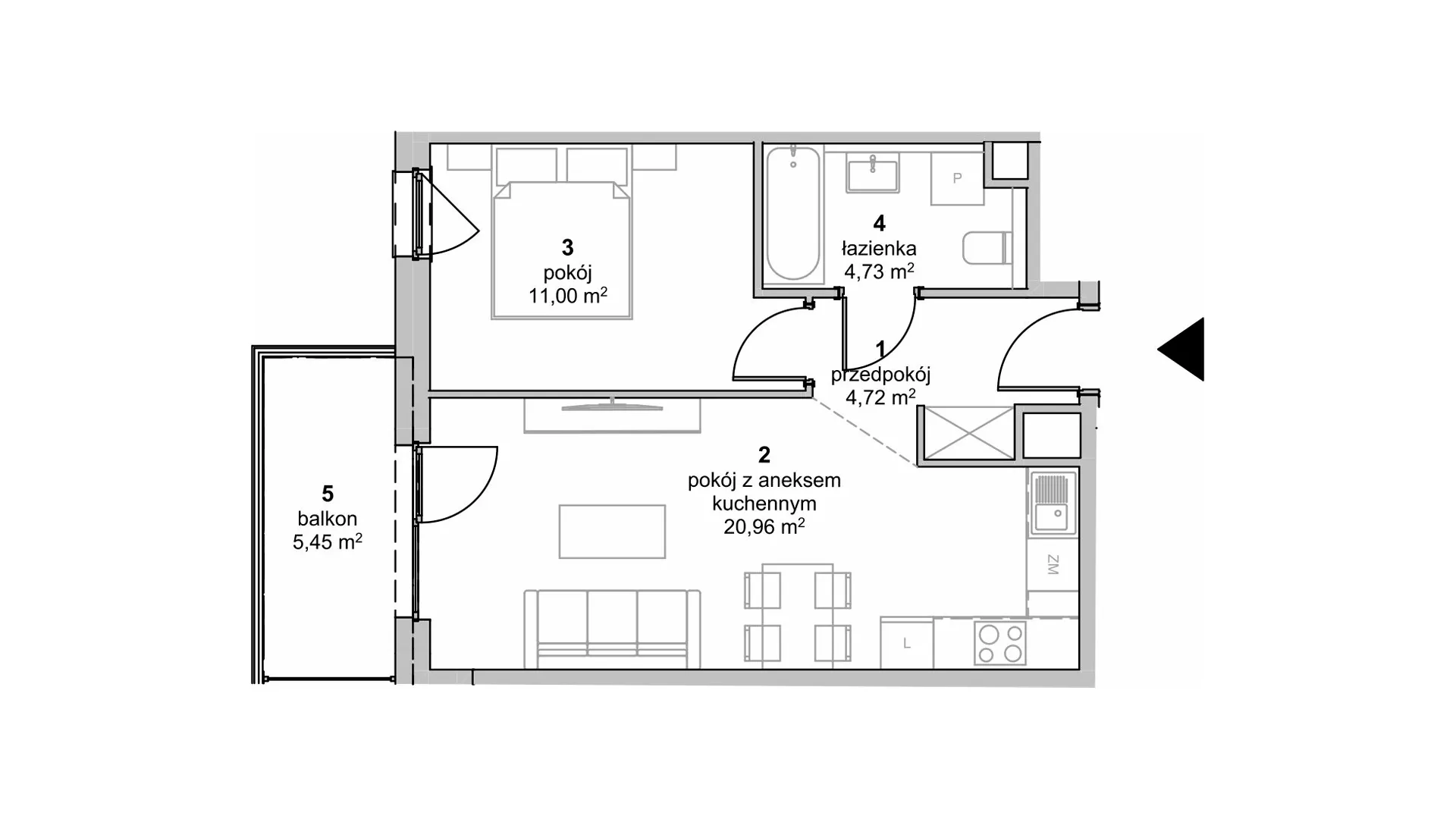 Mieszkanie 41,41 m², piętro 1, oferta nr S2.H.1.3, ATAL Idea Swarzędz II, Swarzędz, ul. Tabaki-idx