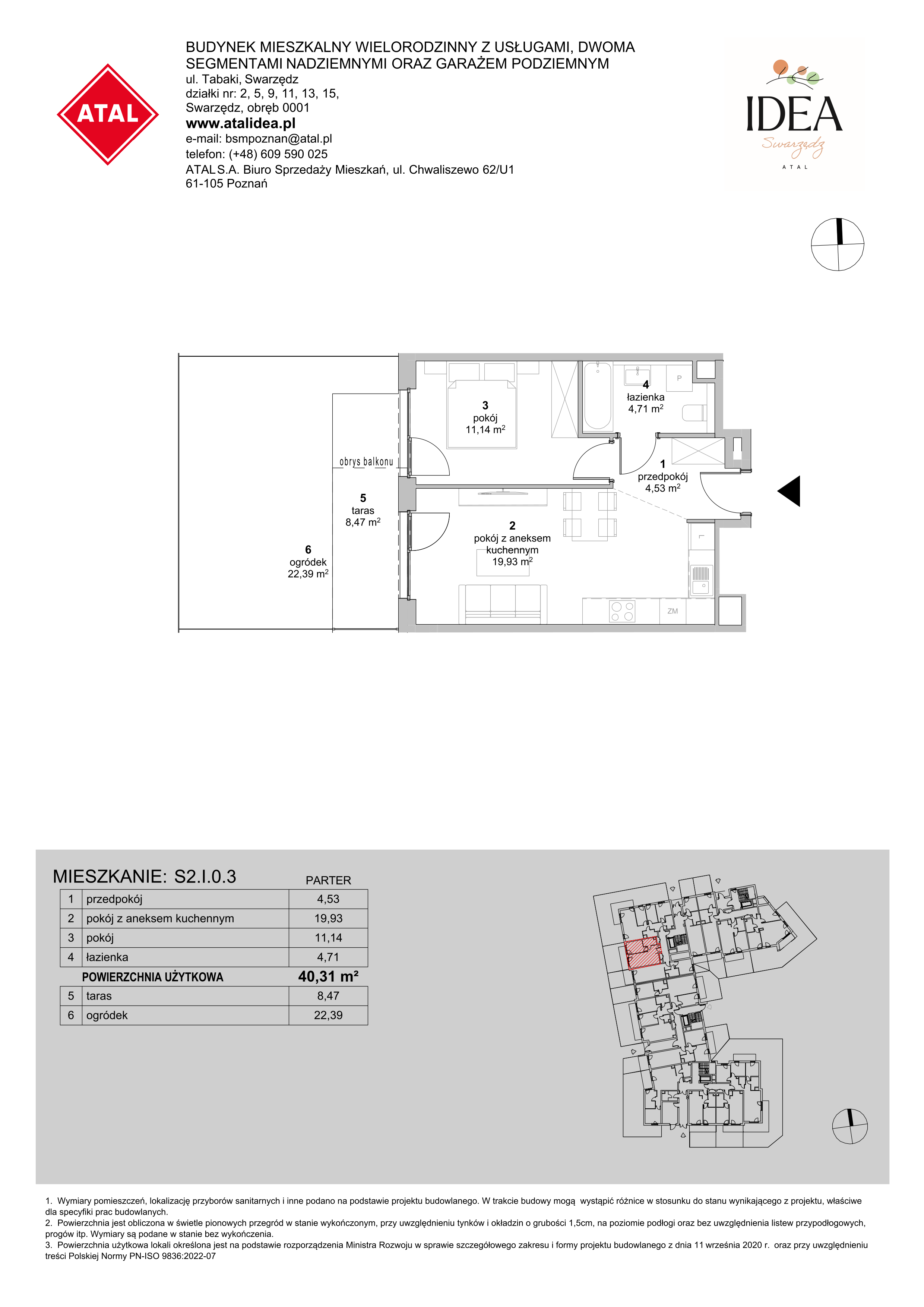 Mieszkanie 40,31 m², parter, oferta nr S2.I.0.3, ATAL Idea Swarzędz II, Swarzędz, ul. Tabaki-idx