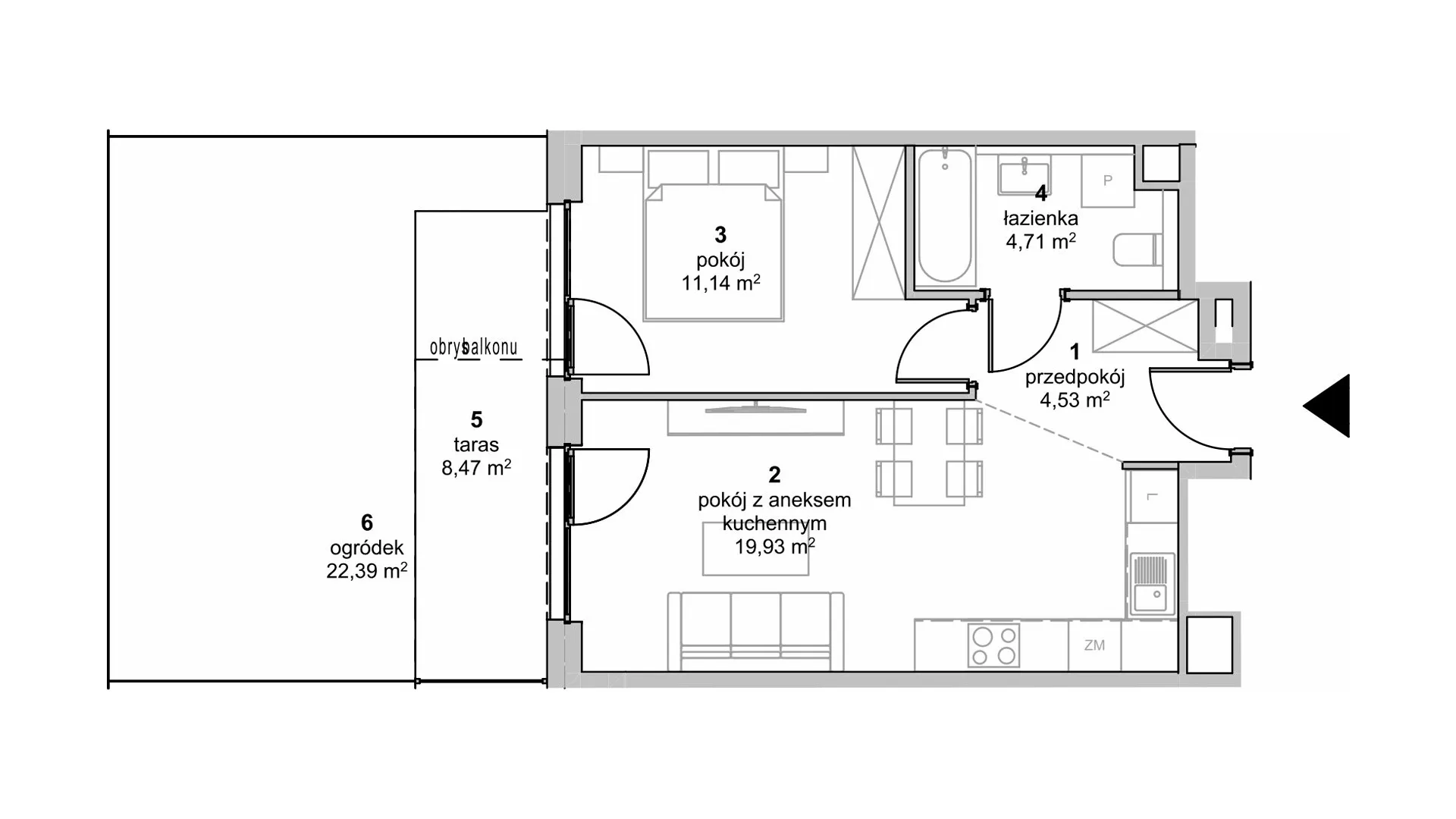 Mieszkanie 40,31 m², parter, oferta nr S2.I.0.3, ATAL Idea Swarzędz II, Swarzędz, ul. Tabaki-idx