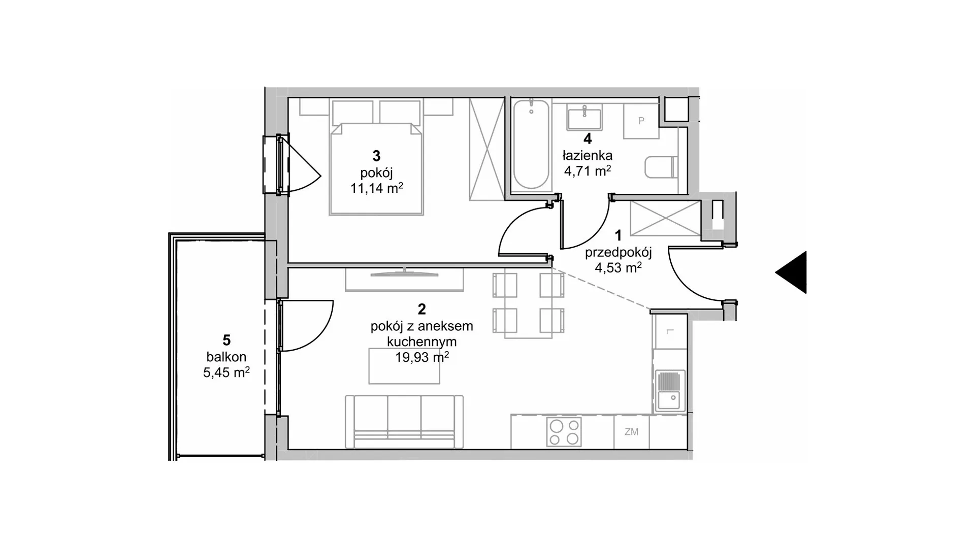 Mieszkanie 40,31 m², piętro 1, oferta nr S2.I.1.3, ATAL Idea Swarzędz II, Swarzędz, ul. Tabaki-idx