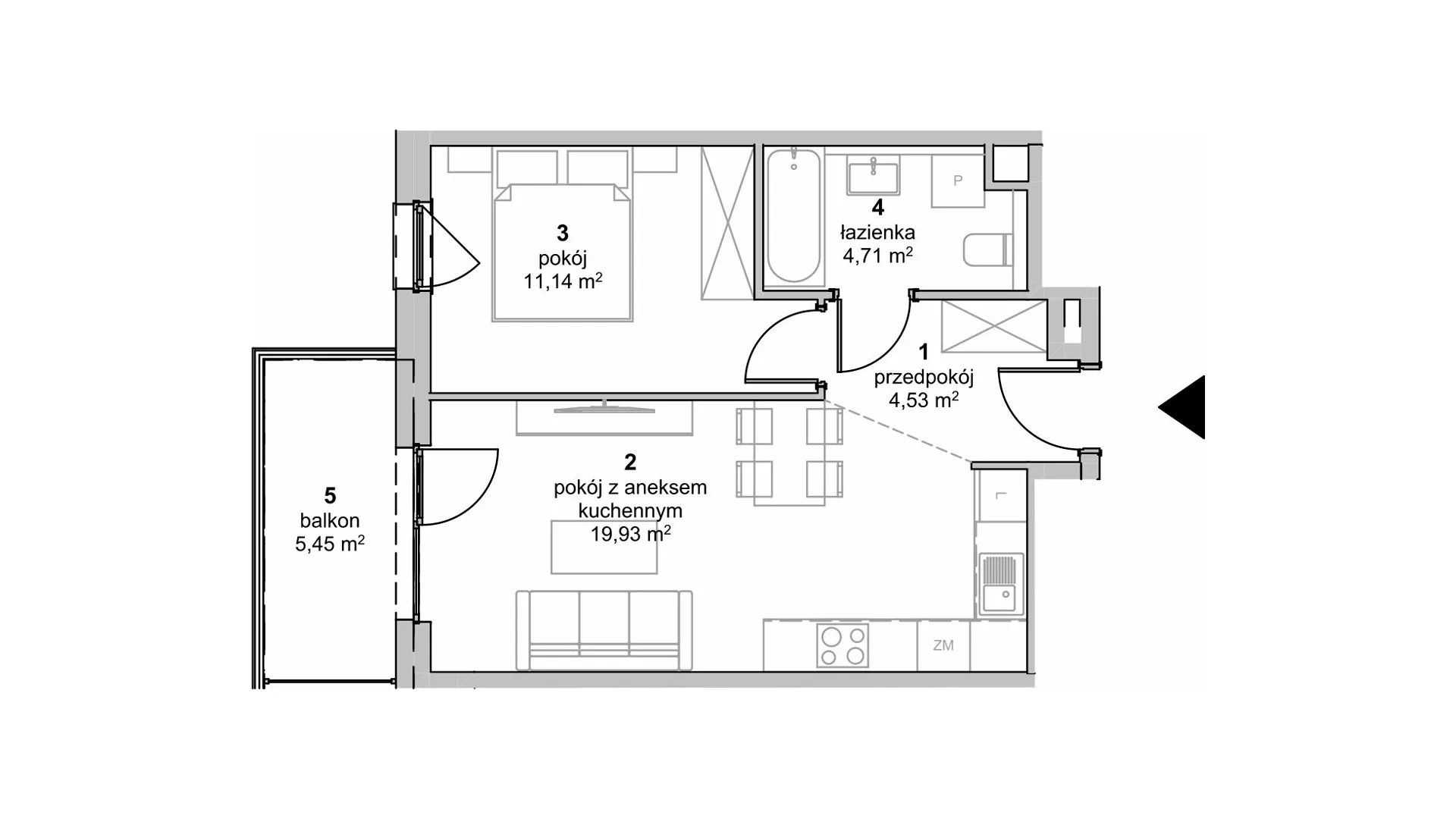 Mieszkanie 40,31 m², piętro 5, oferta nr S2.I.5.3, ATAL Idea Swarzędz II, Swarzędz, ul. Tabaki-idx