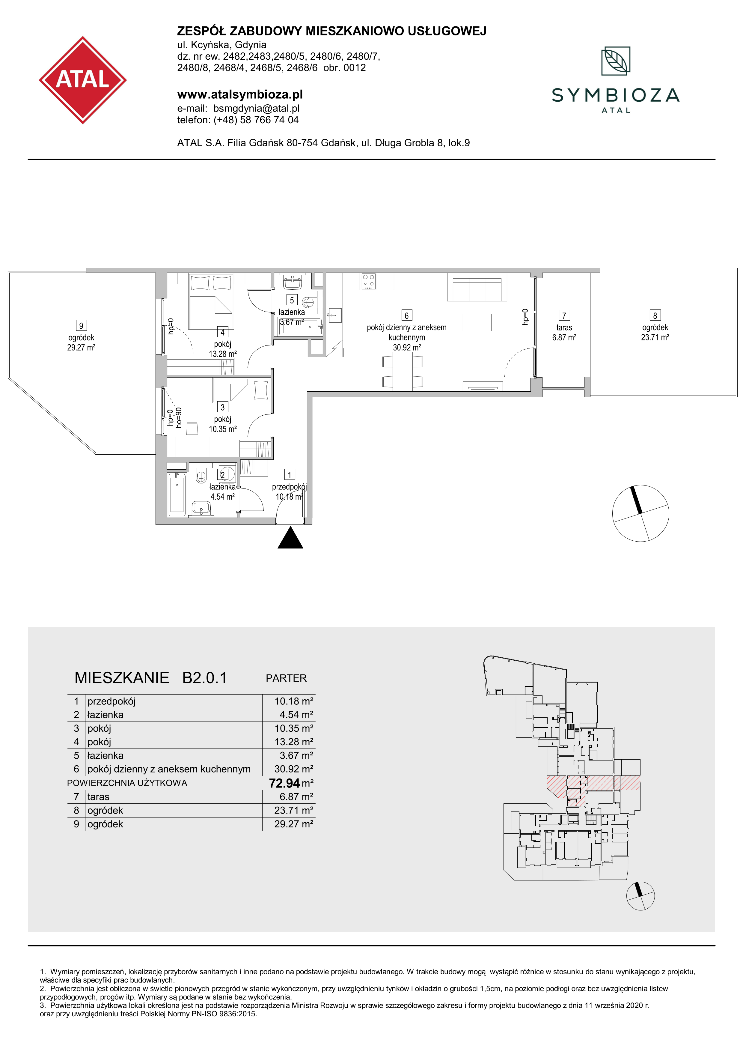 Mieszkanie 72,94 m², parter, oferta nr B2.0.1, ATAL Symbioza, Gdynia, Cisowa, ul. Kcyńska-idx