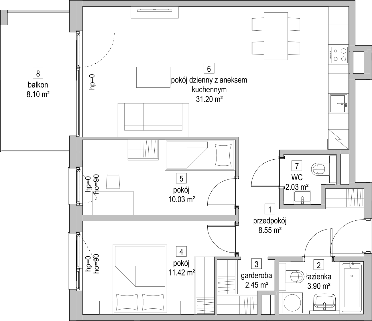 Mieszkanie 69,50 m², piętro 1, oferta nr C1.1.5, ATAL Symbioza, Gdynia, Cisowa, ul. Kcyńska-idx