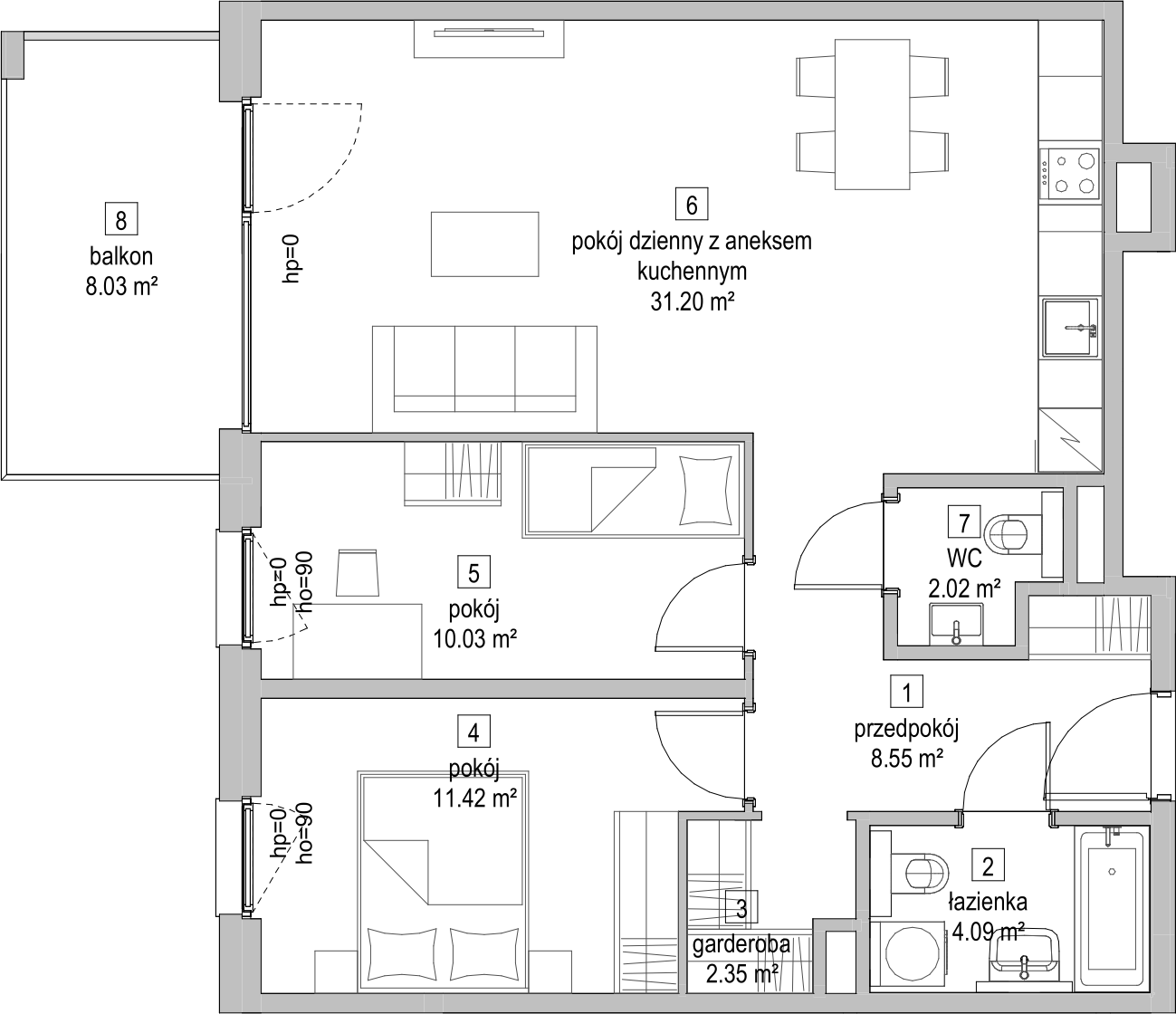 Mieszkanie 69,49 m², piętro 2, oferta nr C1.2.5, ATAL Symbioza, Gdynia, Cisowa, ul. Kcyńska-idx