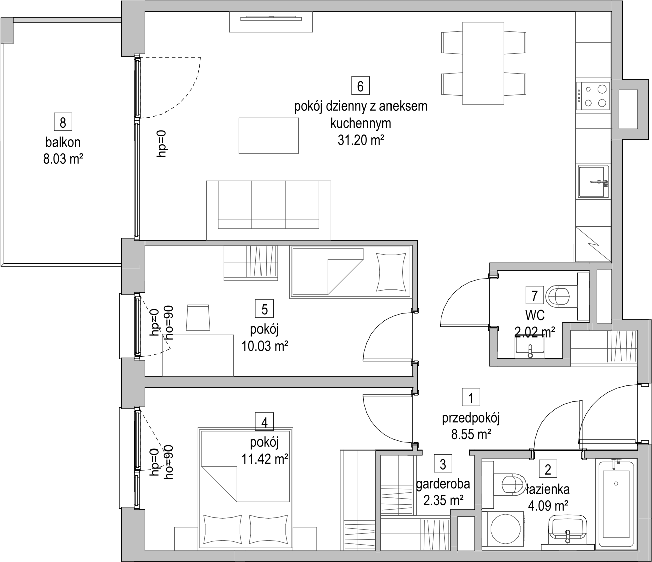 Mieszkanie 69,50 m², piętro 3, oferta nr C1.3.5, ATAL Symbioza, Gdynia, Cisowa, ul. Kcyńska-idx