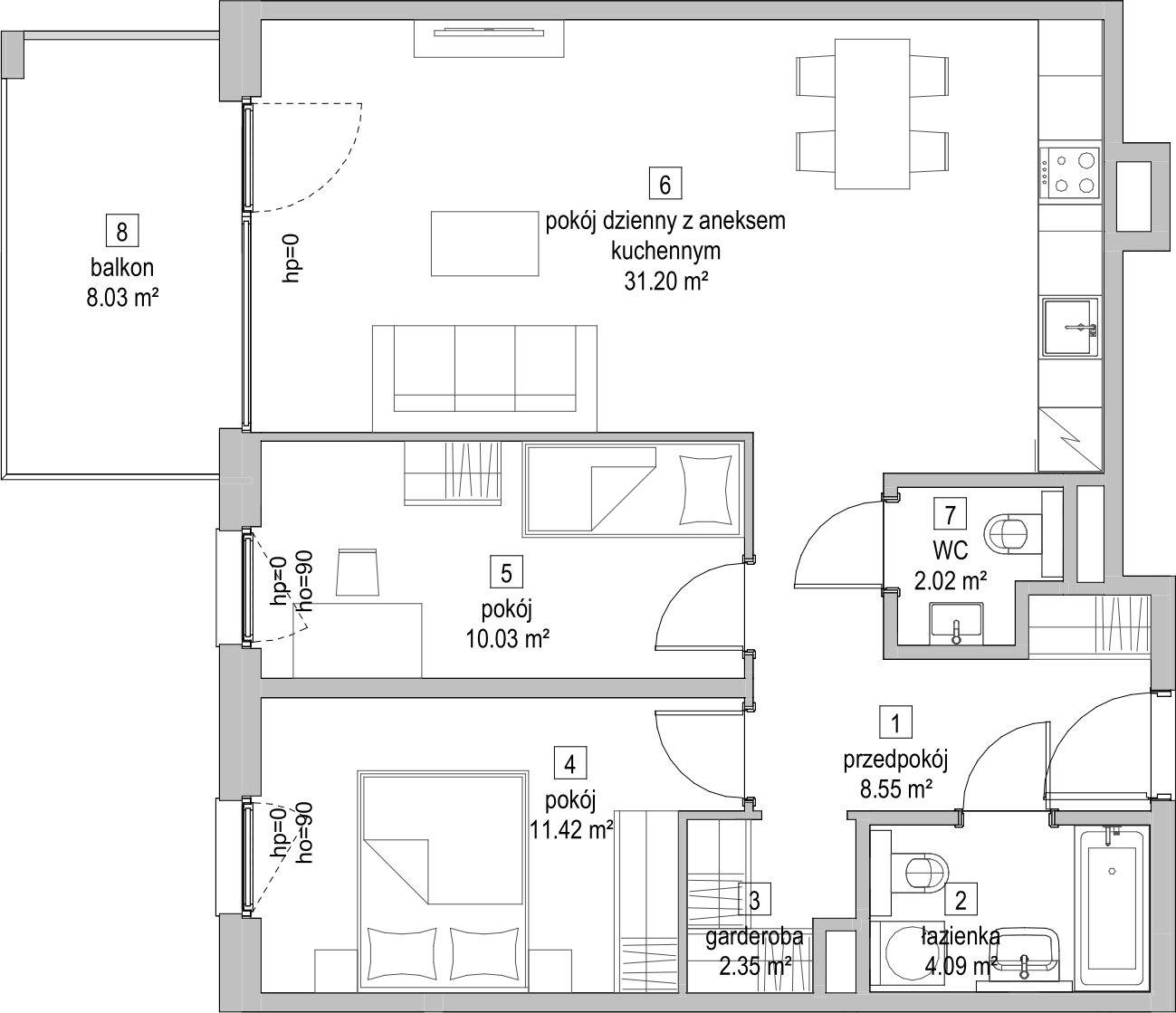 Mieszkanie 69,49 m², piętro 4, oferta nr C1.4.5, ATAL Symbioza, Gdynia, Cisowa, ul. Kcyńska-idx