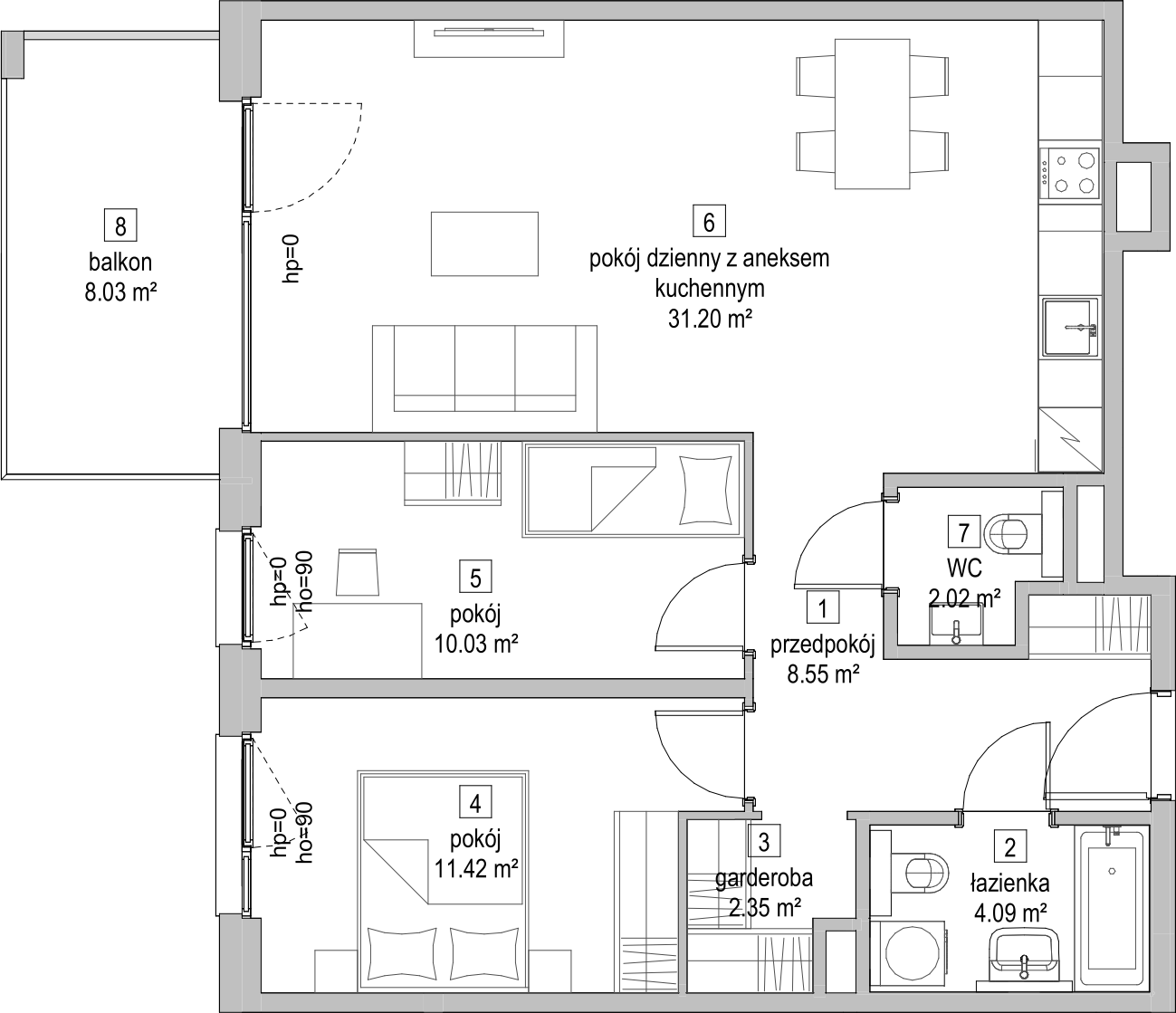 Mieszkanie 69,47 m², piętro 5, oferta nr C1.5.5, ATAL Symbioza, Gdynia, Cisowa, ul. Kcyńska-idx