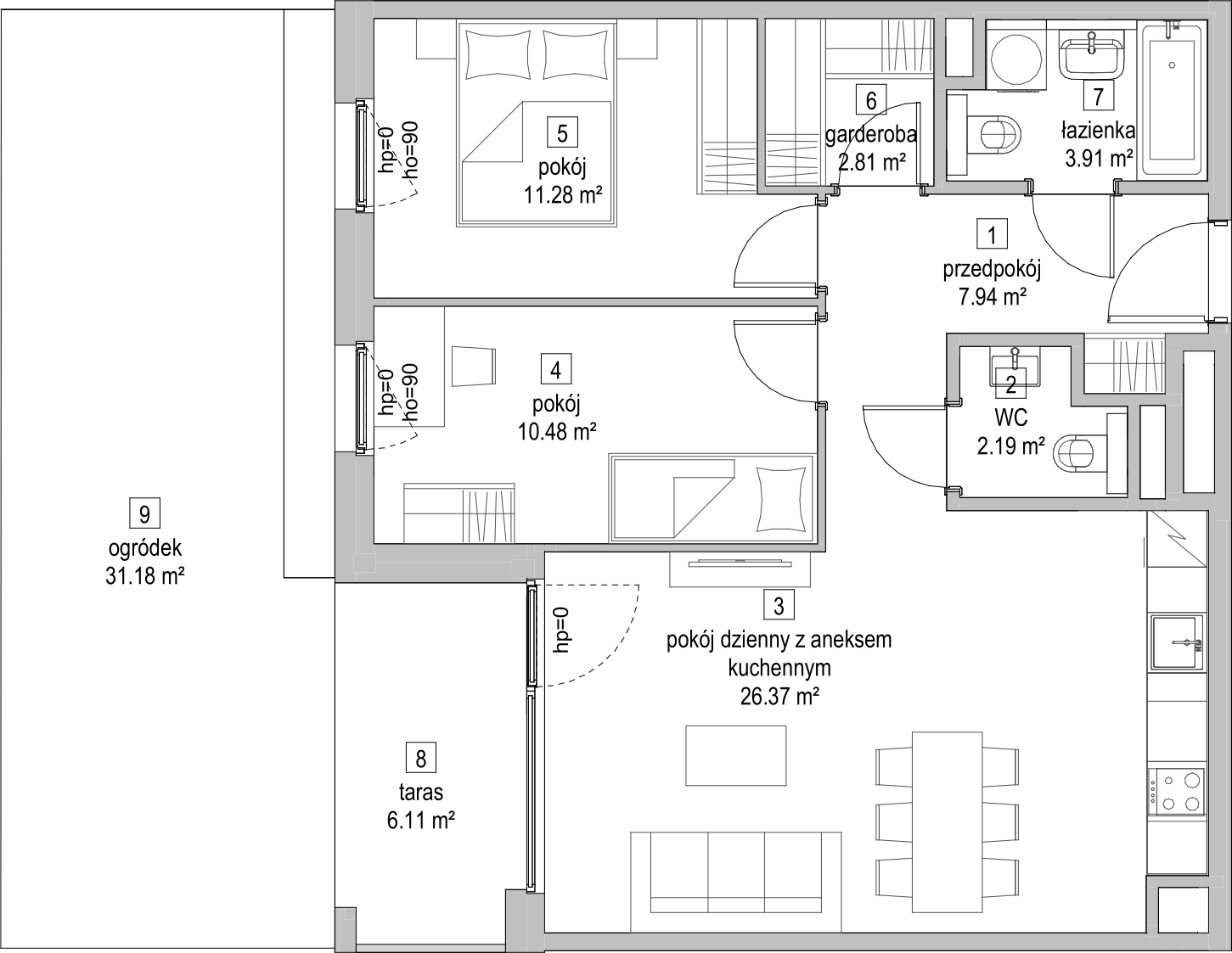 Mieszkanie 64,97 m², parter, oferta nr C2.0.3, ATAL Symbioza, Gdynia, Cisowa, ul. Kcyńska-idx