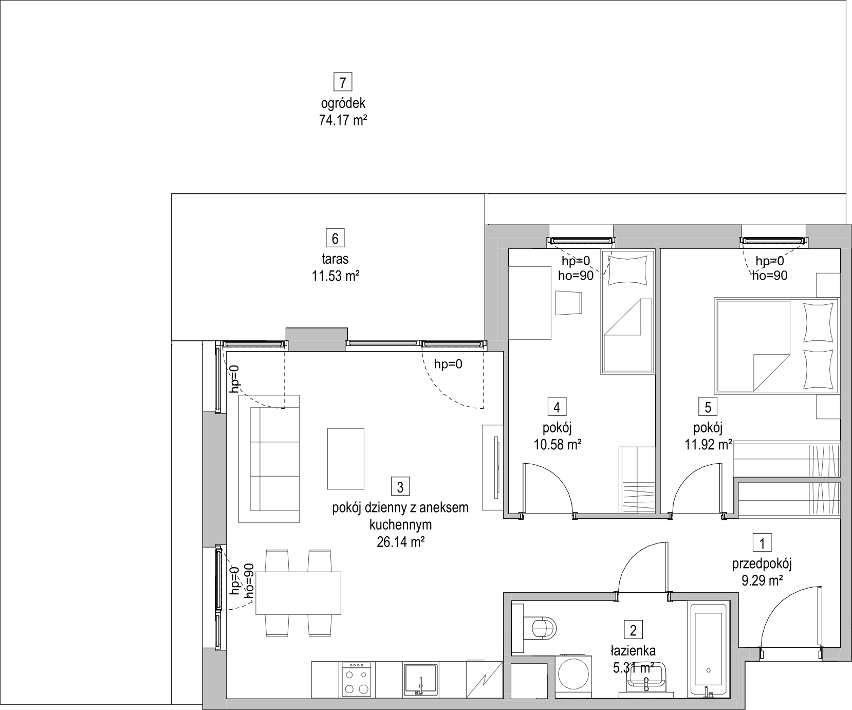 Mieszkanie 63,13 m², parter, oferta nr C2.0.4, ATAL Symbioza, Gdynia, Cisowa, ul. Kcyńska-idx