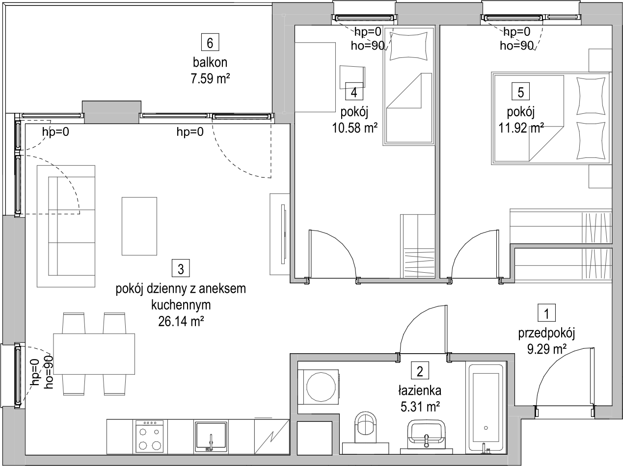 Mieszkanie 63,14 m², piętro 1, oferta nr C2.1.4, ATAL Symbioza, Gdynia, Cisowa, ul. Kcyńska-idx