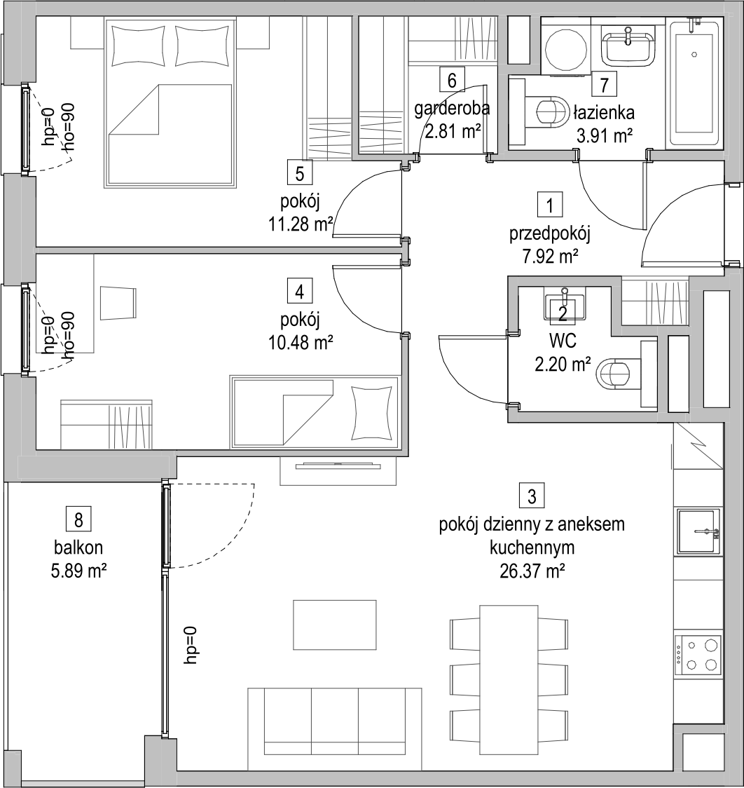 Mieszkanie 64,97 m², piętro 2, oferta nr C2.2.3, ATAL Symbioza, Gdynia, Cisowa, ul. Kcyńska-idx