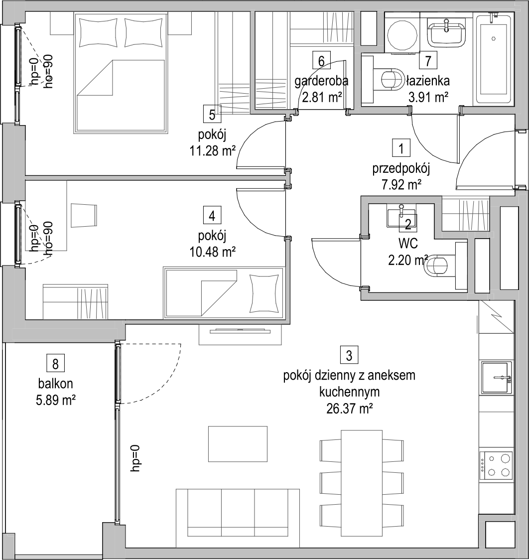 Mieszkanie 64,96 m², piętro 3, oferta nr C2.3.3, ATAL Symbioza, Gdynia, Cisowa, ul. Kcyńska-idx