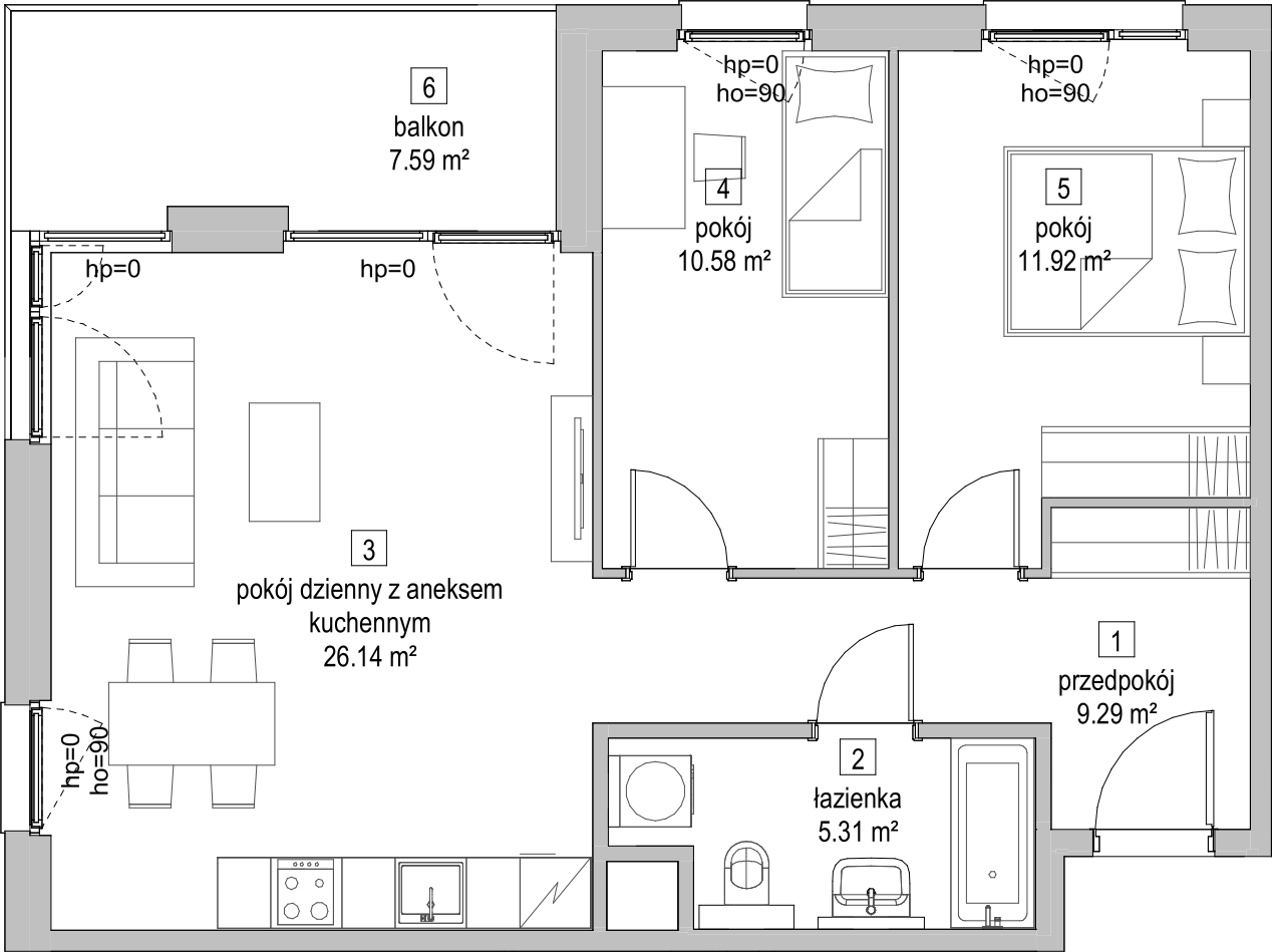 Mieszkanie 63,14 m², piętro 3, oferta nr C2.3.4, ATAL Symbioza, Gdynia, Cisowa, ul. Kcyńska-idx