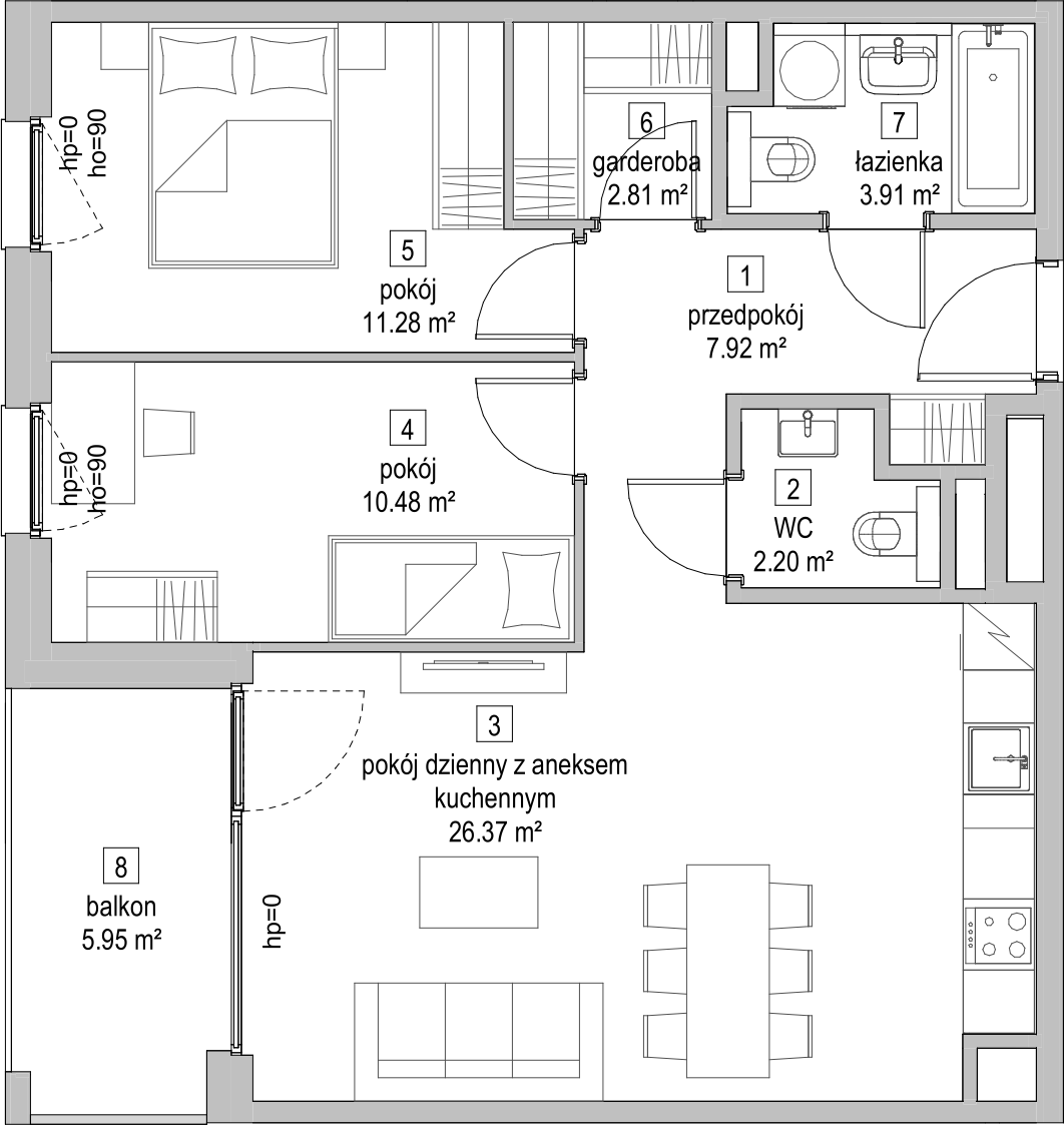 Mieszkanie 64,97 m², piętro 4, oferta nr C2.4.3, ATAL Symbioza, Gdynia, Cisowa, ul. Kcyńska-idx