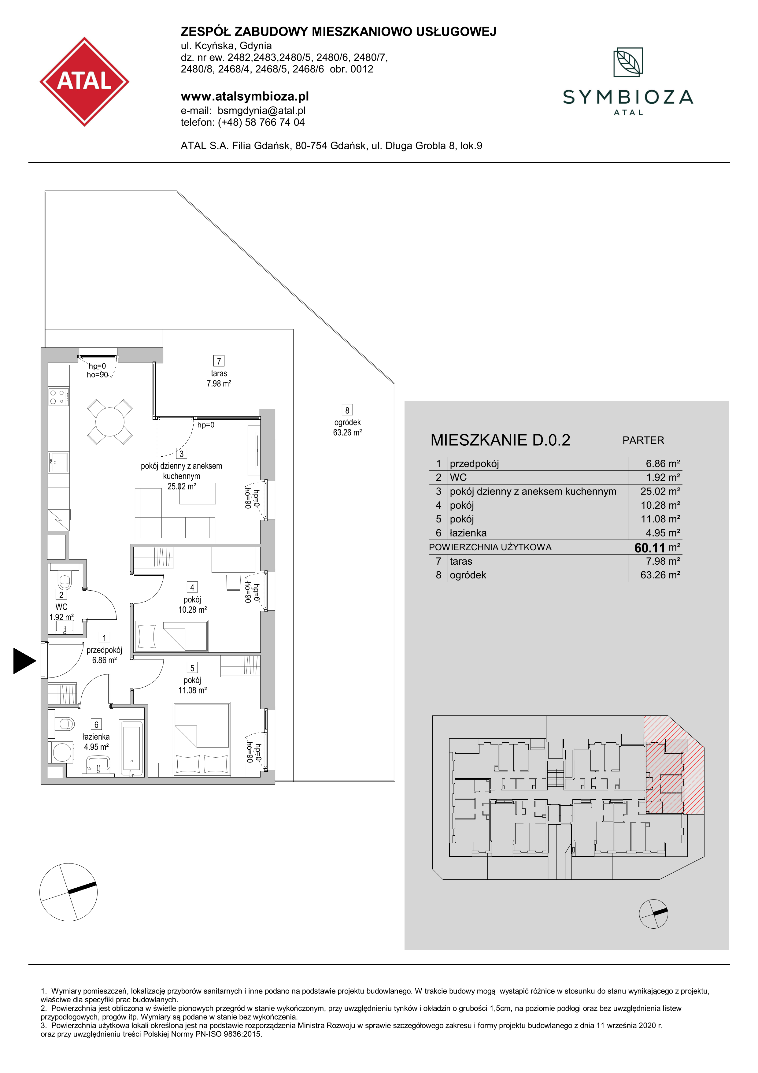 Mieszkanie 60,11 m², parter, oferta nr D.0.2, ATAL Symbioza, Gdynia, Cisowa, ul. Kcyńska-idx