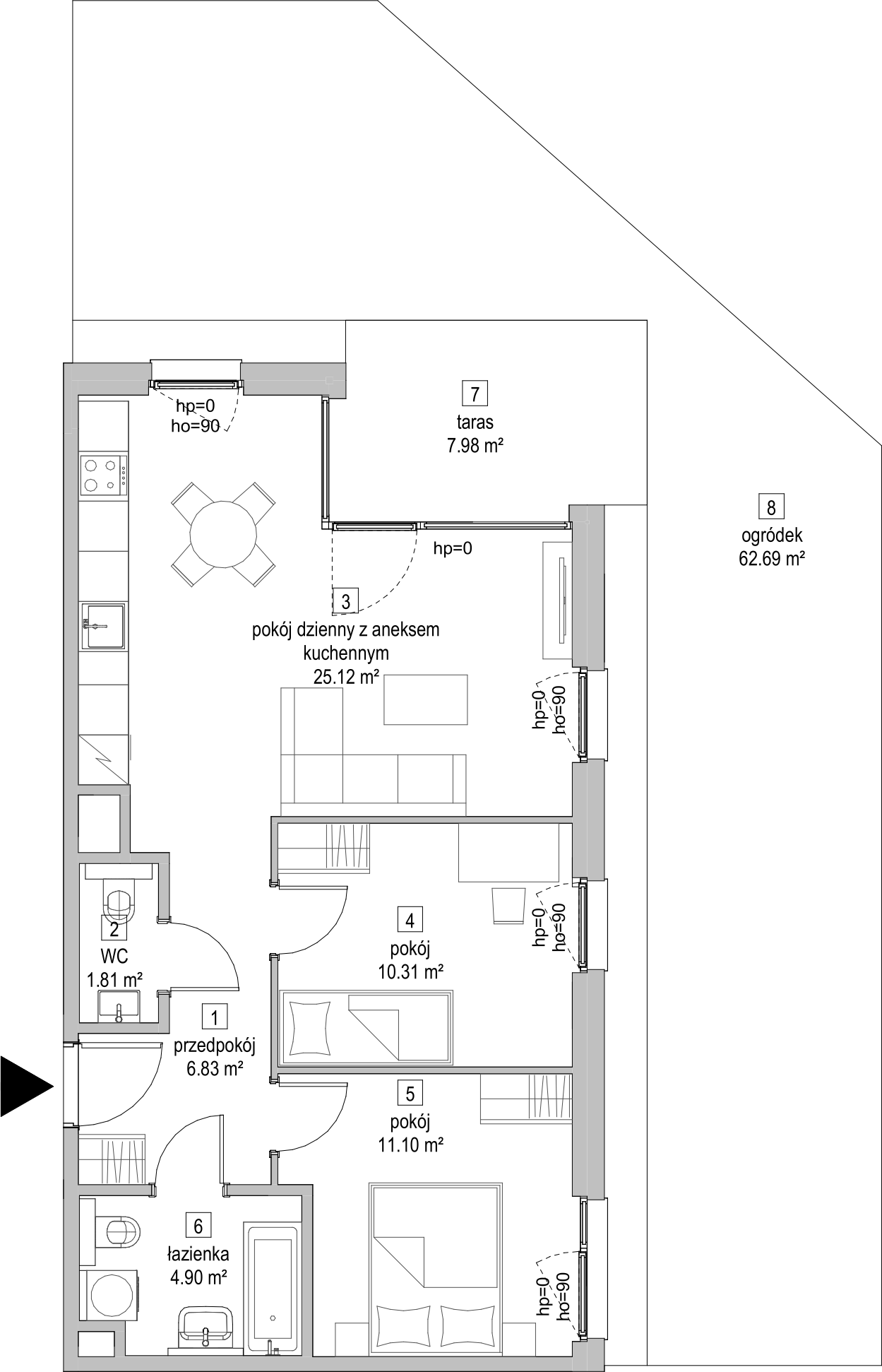 Mieszkanie 60,11 m², parter, oferta nr D.0.2, ATAL Symbioza, Gdynia, Cisowa, ul. Kcyńska-idx