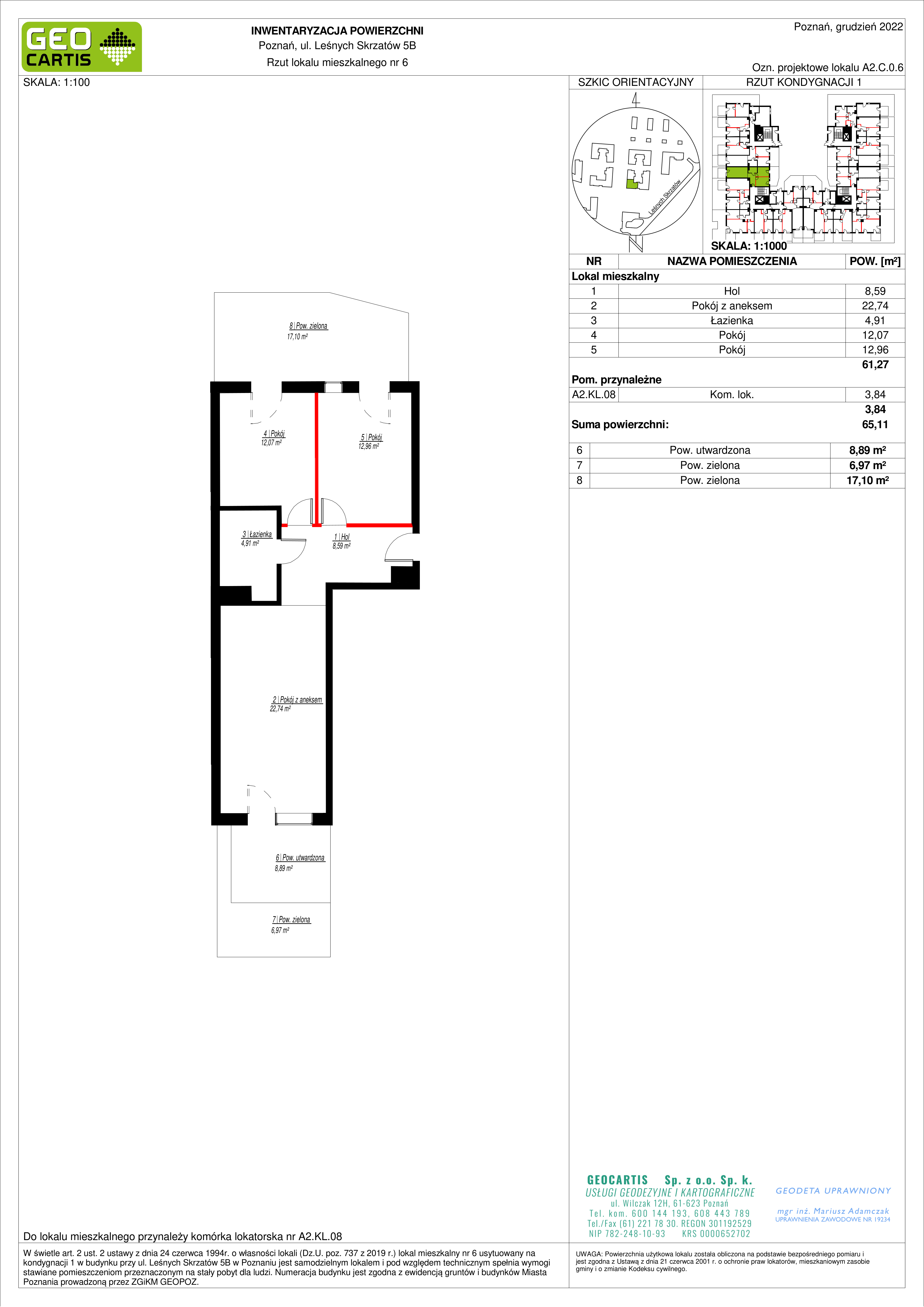 Mieszkanie 61,27 m², parter, oferta nr A2.C.0.6, Zacisze Marcelin, Poznań, Ławica, Marcelin, ul. Leśnych Skrzatów-idx