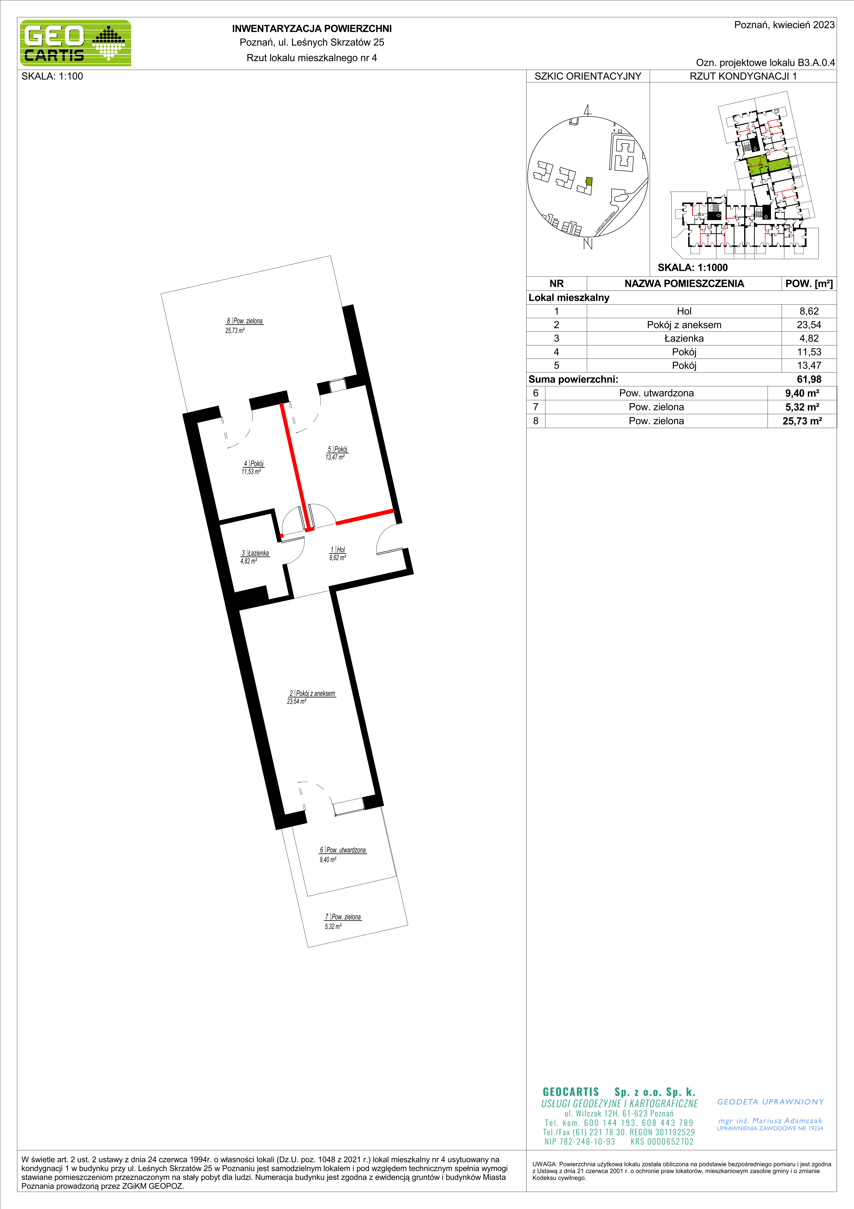 Mieszkanie 61,98 m², parter, oferta nr B3.A.0.4, Zacisze Marcelin, Poznań, Ławica, Marcelin, ul. Leśnych Skrzatów-idx