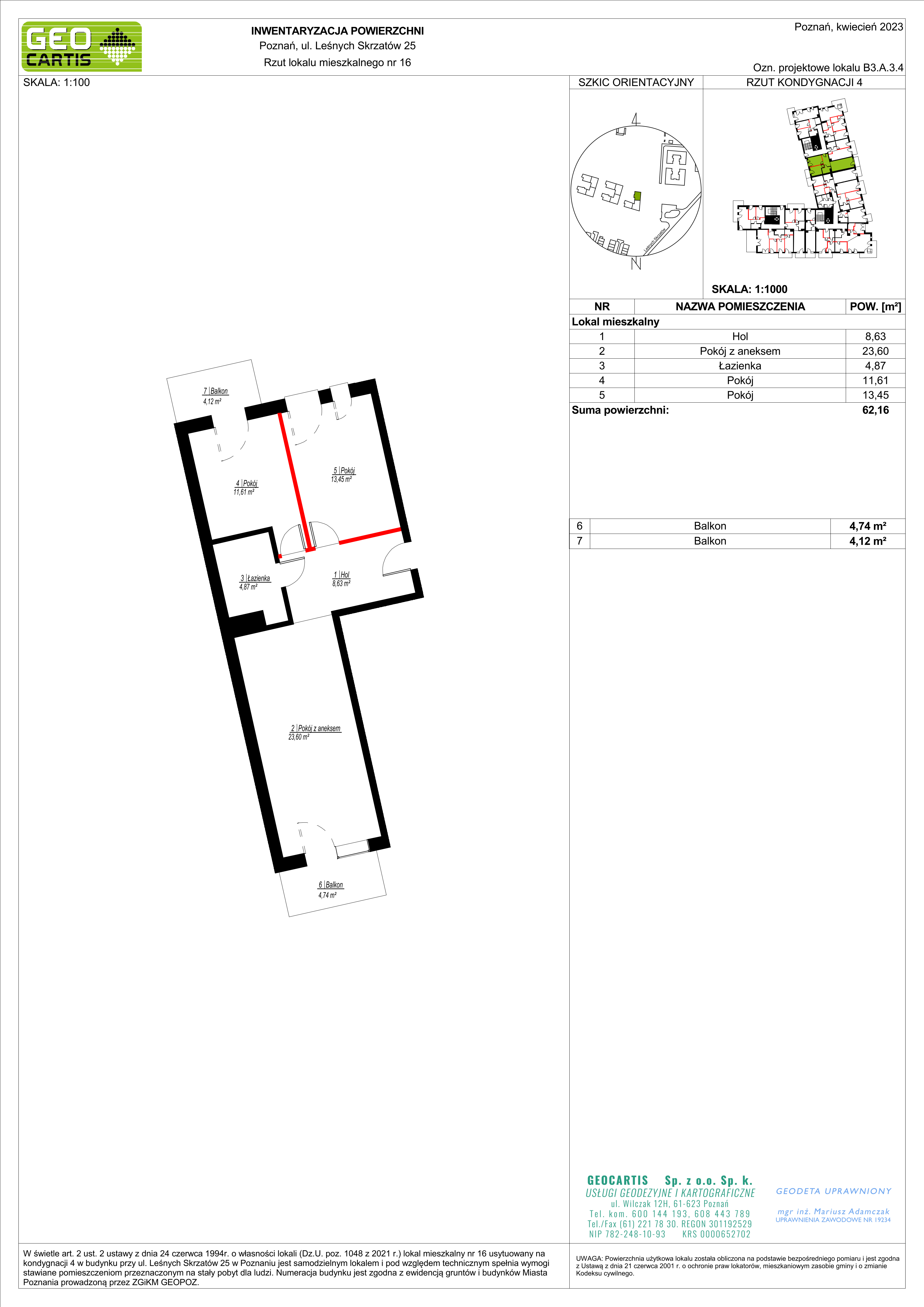 Mieszkanie 62,16 m², piętro 3, oferta nr B3.A.3.4, Zacisze Marcelin, Poznań, Ławica, Marcelin, ul. Leśnych Skrzatów-idx