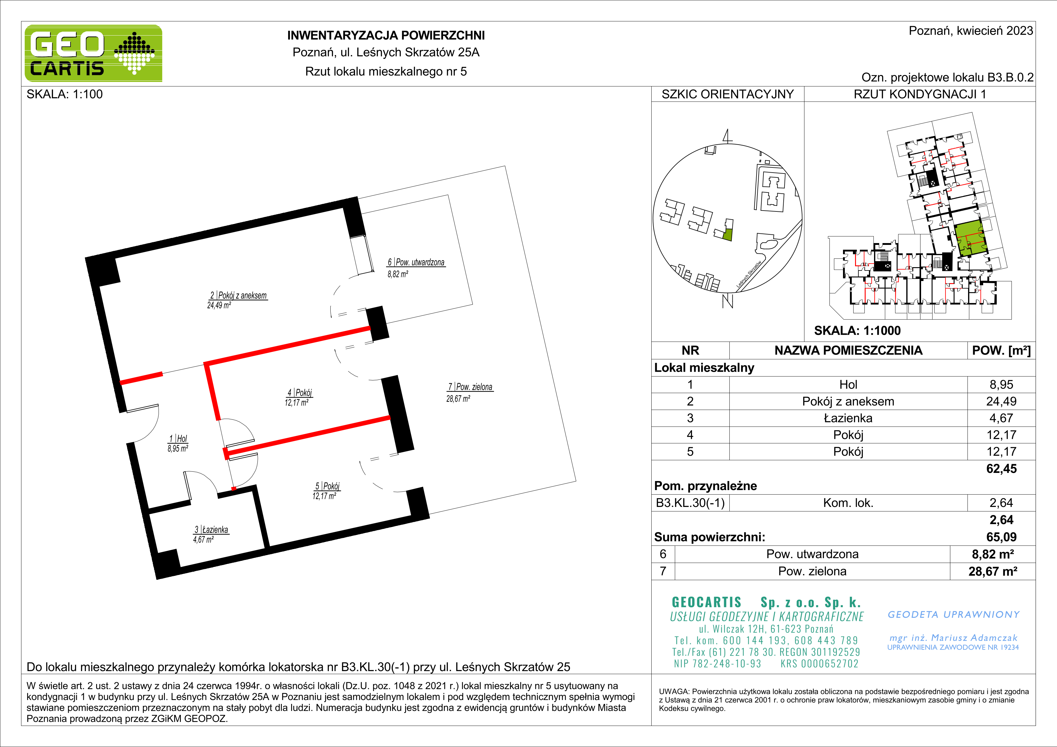 Mieszkanie 62,45 m², parter, oferta nr B3.B.0.2, Zacisze Marcelin, Poznań, Ławica, Marcelin, ul. Leśnych Skrzatów-idx