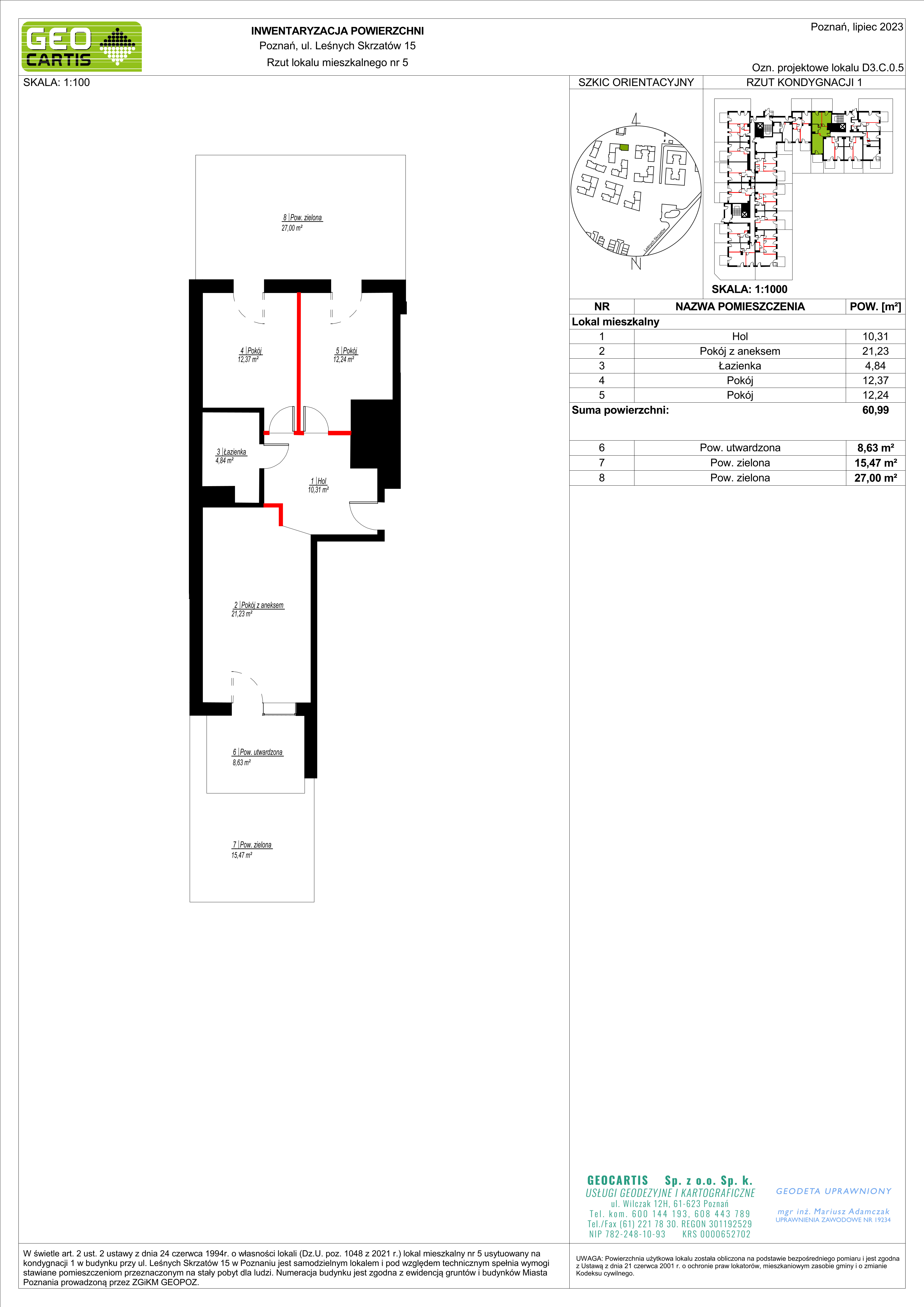 Mieszkanie 60,99 m², parter, oferta nr D3.C.0.5, Zacisze Marcelin, Poznań, Ławica, Marcelin, ul. Leśnych Skrzatów-idx