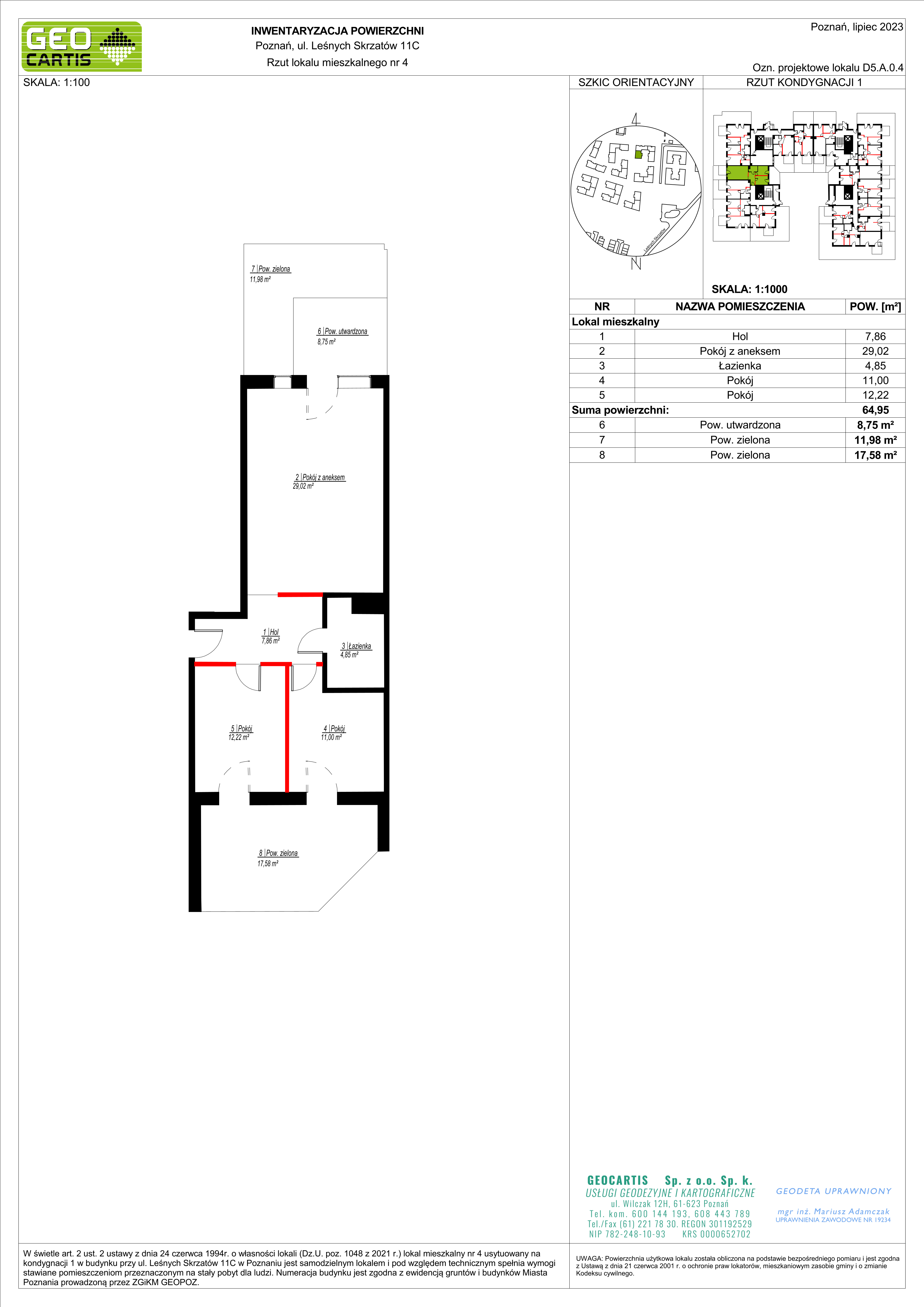 Mieszkanie 64,95 m², parter, oferta nr D5.A.0.4, Zacisze Marcelin, Poznań, Ławica, Marcelin, ul. Leśnych Skrzatów-idx