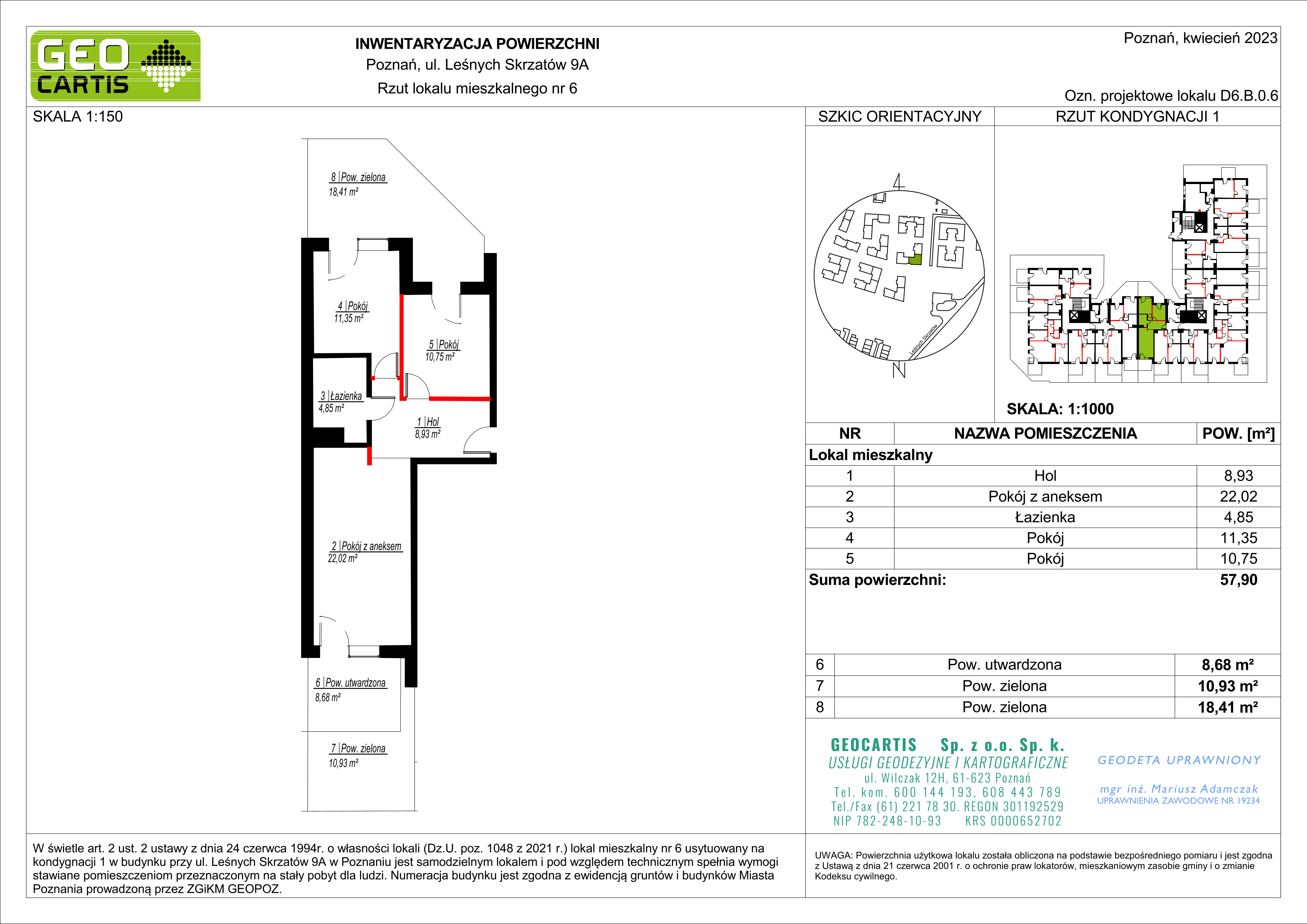 Mieszkanie 57,90 m², parter, oferta nr D6.B.0.6, Zacisze Marcelin, Poznań, Ławica, Marcelin, ul. Leśnych Skrzatów-idx