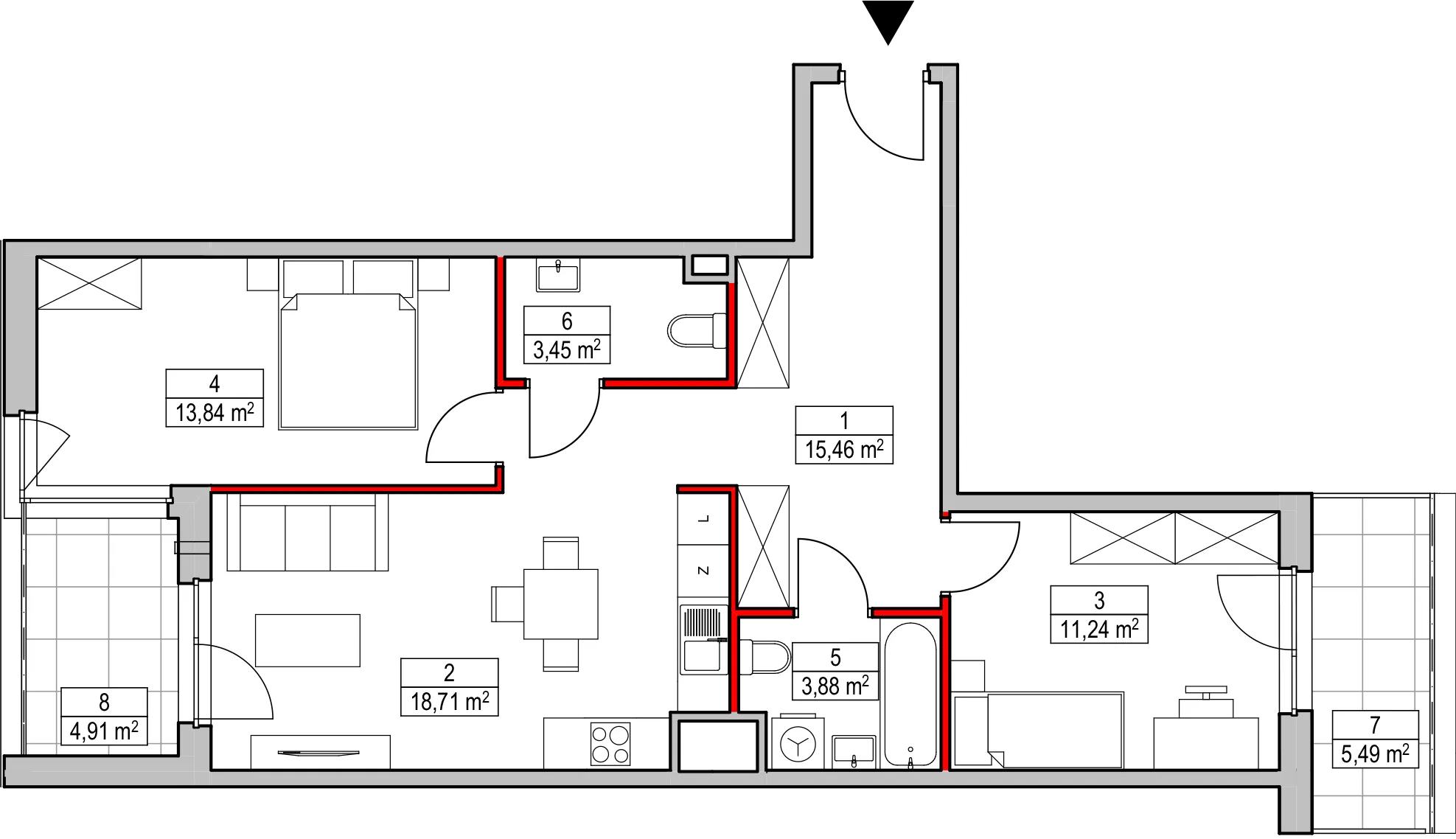 Mieszkanie 66,58 m², piętro 1, oferta nr D1.2.1.1, Nowy Targówek VI, Warszawa, Targówek, Targówek Mieszkaniowy, ul. Płosa 8-idx