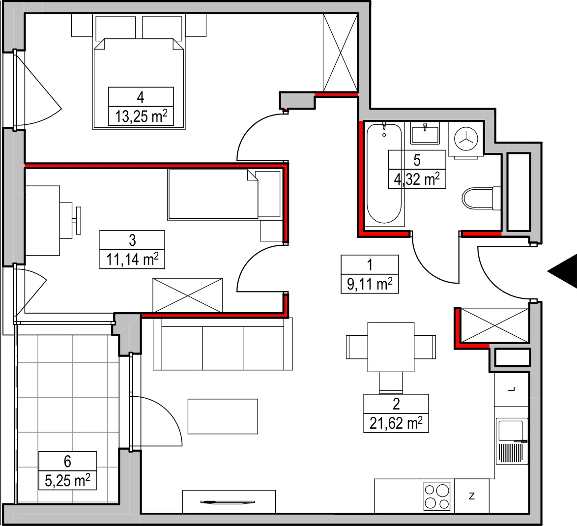 Mieszkanie 59,44 m², piętro 1, oferta nr D1.2.1.2, Nowy Targówek VI, Warszawa, Targówek, Targówek Mieszkaniowy, ul. Płosa 8-idx