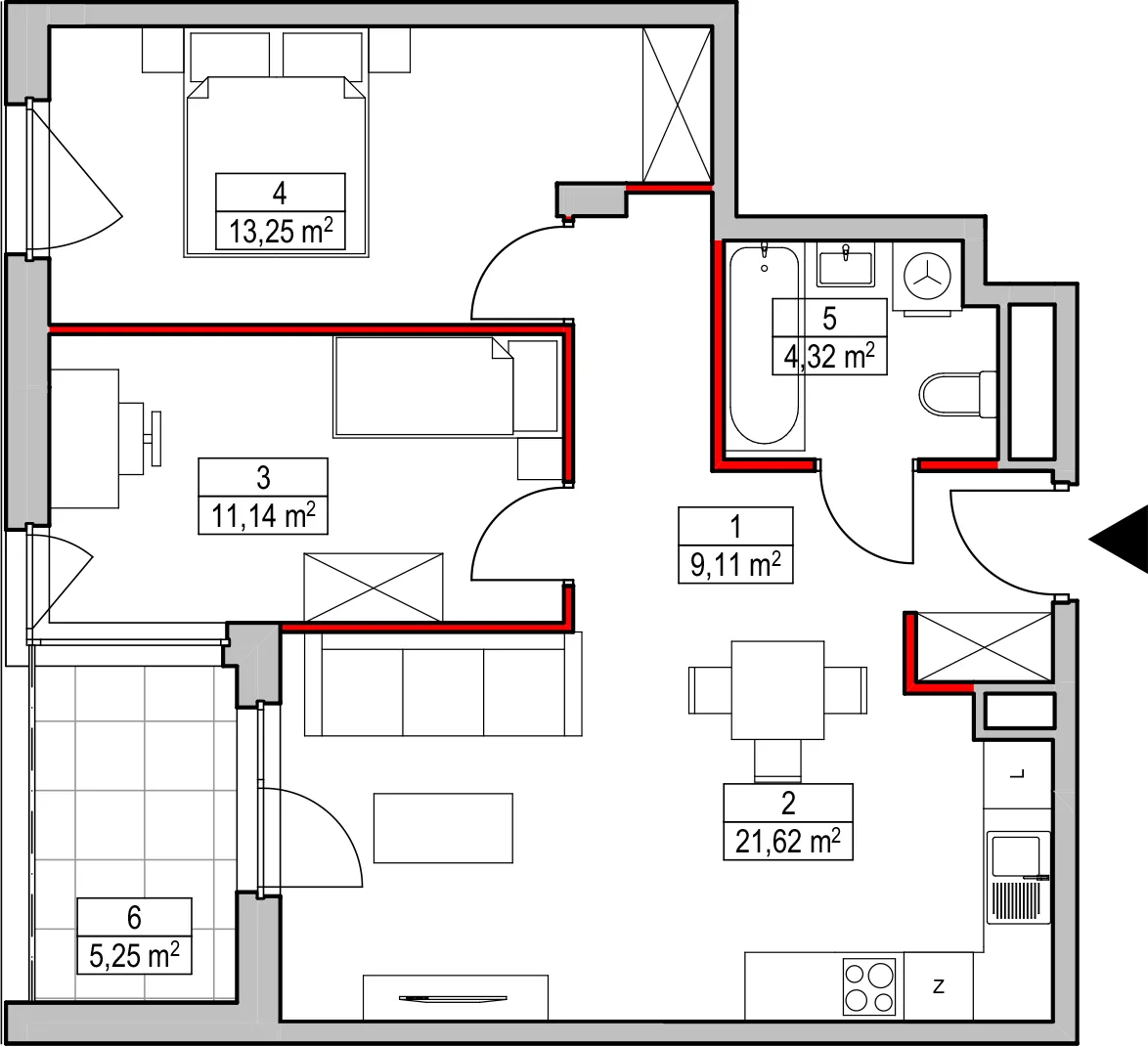 Mieszkanie 59,44 m², piętro 2, oferta nr D1.2.2.2, Nowy Targówek VI, Warszawa, Targówek, Targówek Mieszkaniowy, ul. Płosa 8-idx