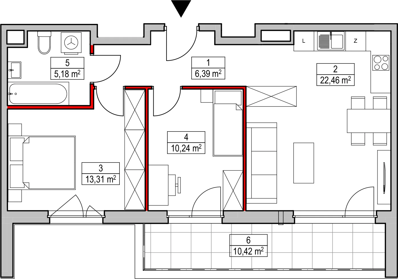 Mieszkanie 57,53 m², piętro 1, oferta nr D1.3.1.3, Nowy Targówek VI, Warszawa, Targówek, Targówek Mieszkaniowy, ul. Płosa 8-idx