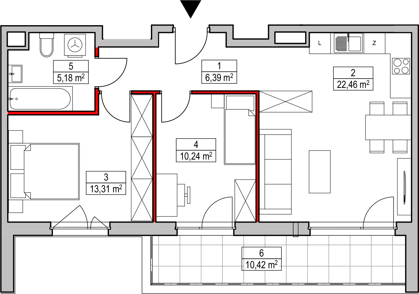 Mieszkanie 57,53 m², piętro 2, oferta nr D1.3.2.3, Nowy Targówek VI, Warszawa, Targówek, Targówek Mieszkaniowy, ul. Płosa 8-idx