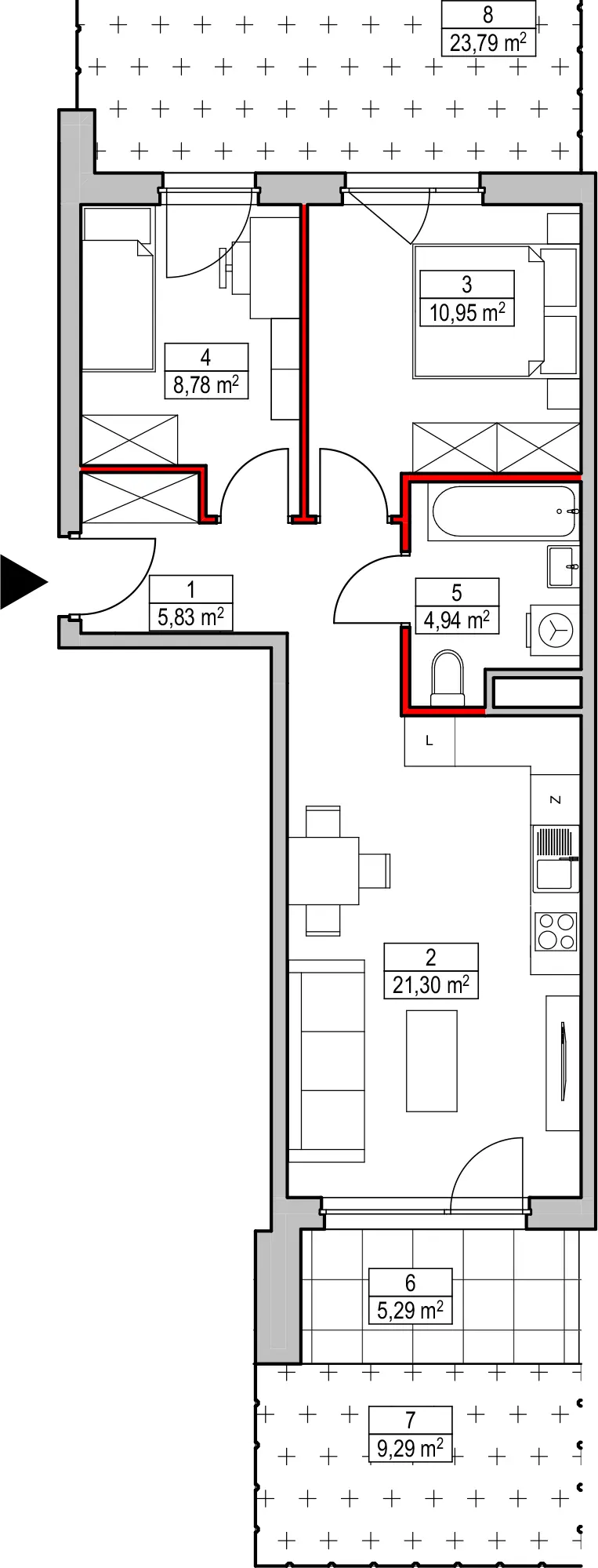 Mieszkanie 51,80 m², parter, oferta nr D2.1.0.1, Nowy Targówek VI, Warszawa, Targówek, Targówek Mieszkaniowy, ul. Płosa 8-idx