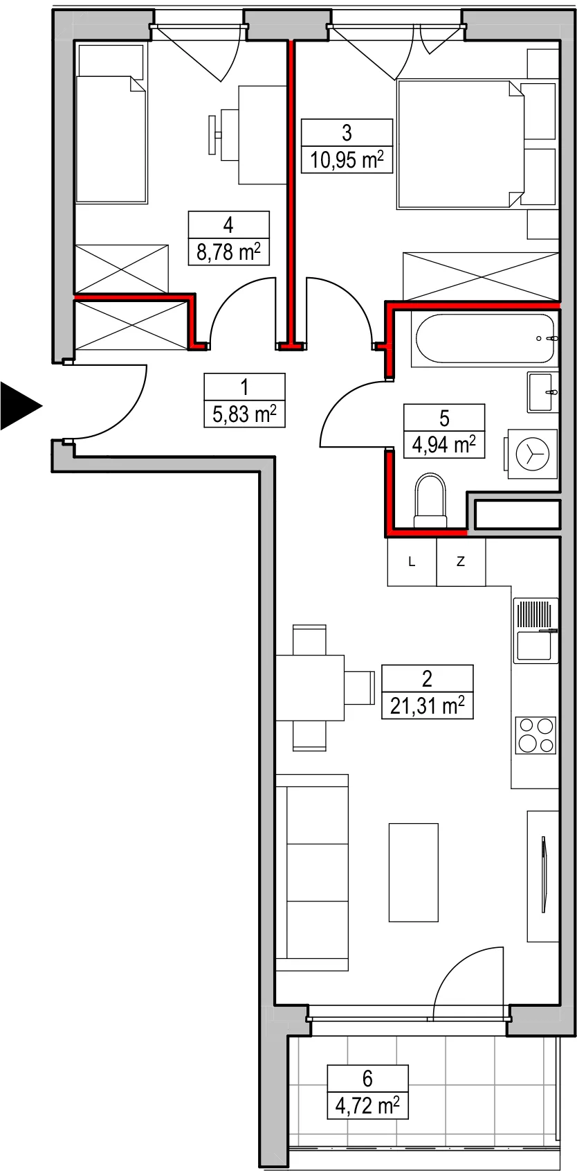 Mieszkanie 51,81 m², piętro 1, oferta nr D2.1.1.1, Nowy Targówek VI, Warszawa, Targówek, Targówek Mieszkaniowy, ul. Płosa 8-idx