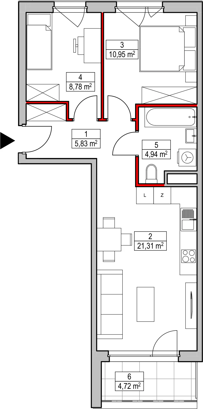 Mieszkanie 51,81 m², piętro 2, oferta nr D2.1.2.1, Nowy Targówek VI, Warszawa, Targówek, Targówek Mieszkaniowy, ul. Płosa 8-idx