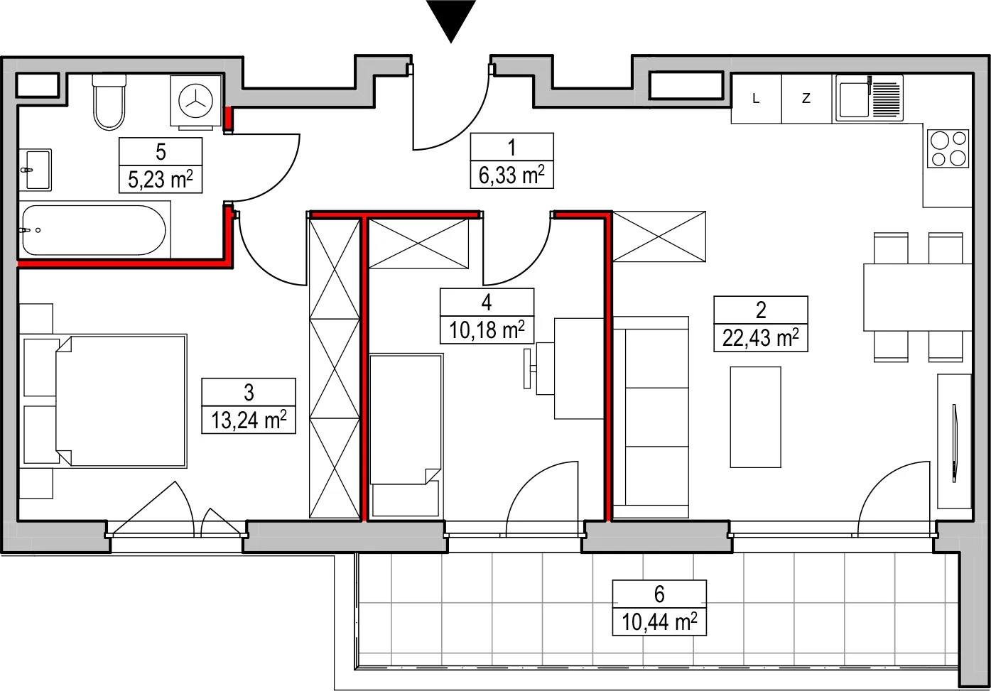 Mieszkanie 57,37 m², piętro 1, oferta nr D2.2.1.3, Nowy Targówek VI, Warszawa, Targówek, Targówek Mieszkaniowy, ul. Płosa 8-idx