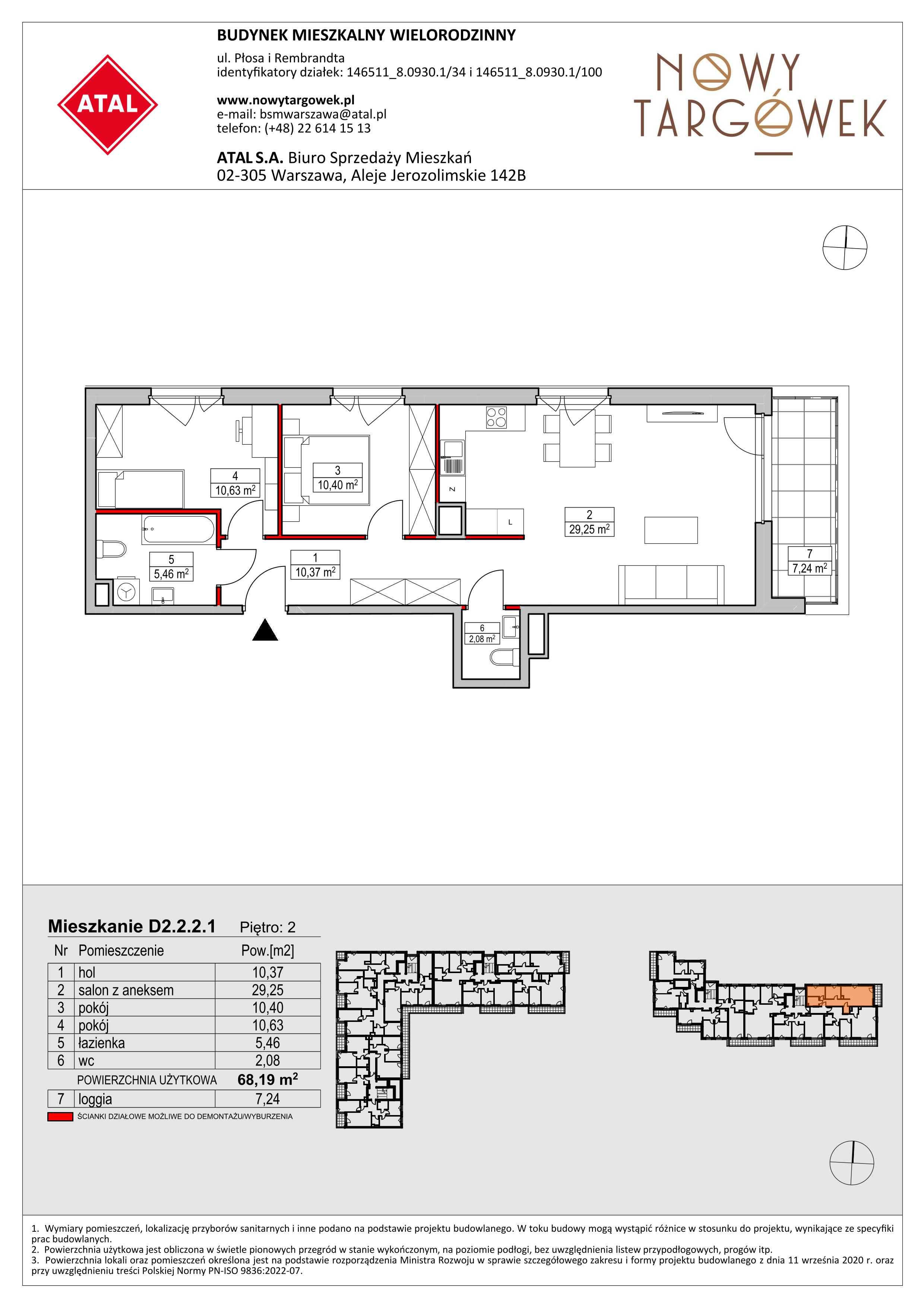 Mieszkanie 68,19 m², piętro 2, oferta nr D2.2.2.1, Nowy Targówek VI, Warszawa, Targówek, Targówek Mieszkaniowy, ul. Płosa 8-idx