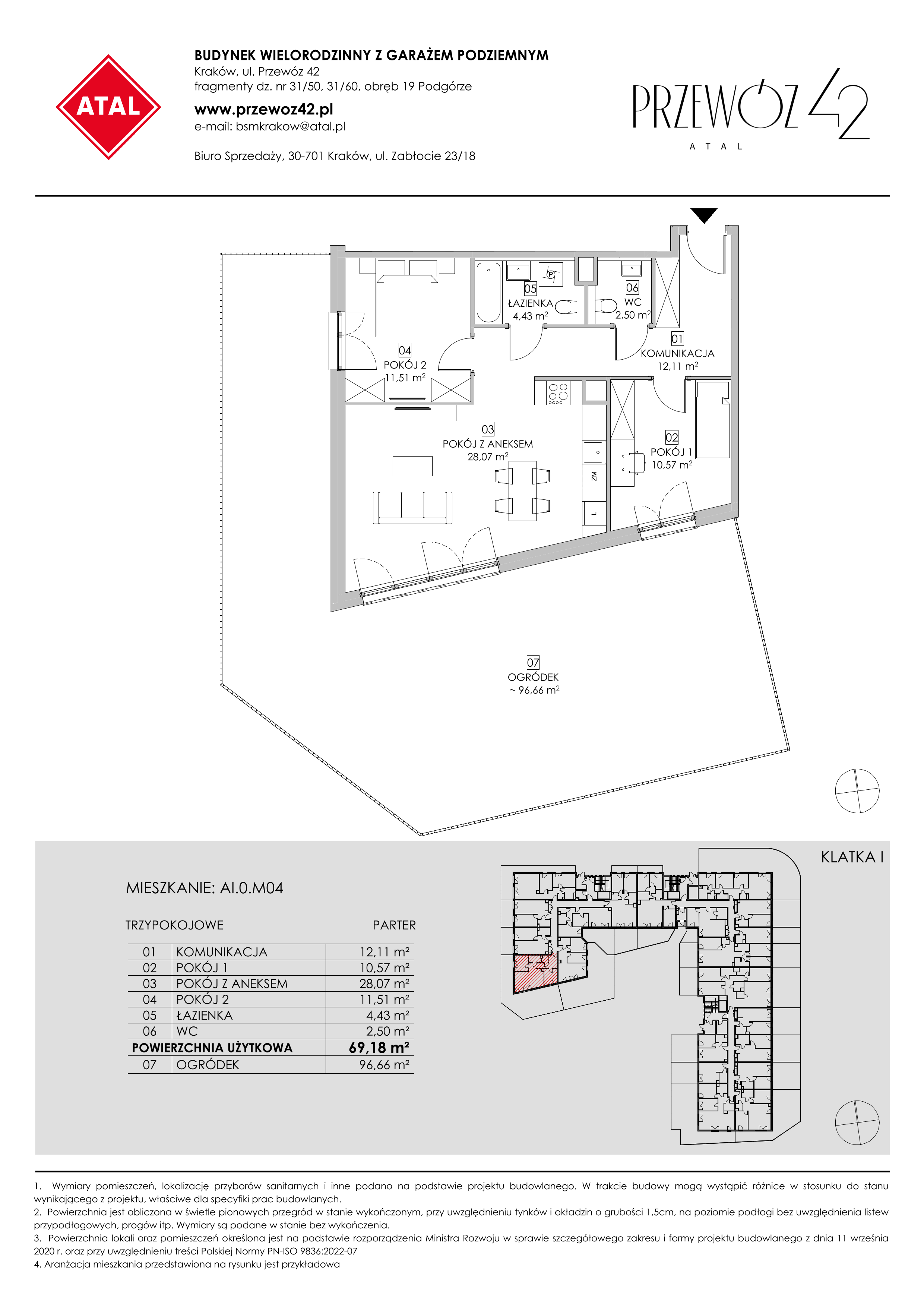 Mieszkanie 69,18 m², parter, oferta nr AI.0.M04, Przewóz 42 ATAL, Kraków, Podgórze, Płaszów, ul. Przewóz 42-idx