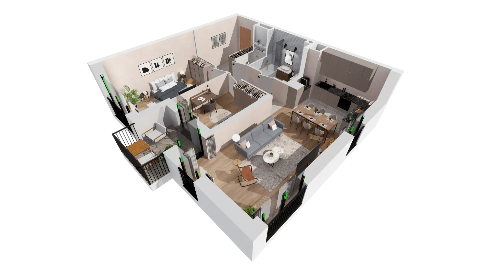 Mieszkanie 70,26 m², piętro 1, oferta nr B1-01-12A, Francuska Park, Katowice, Osiedle Paderewskiego-Muchowiec, Muchowiec, ul. Szybowcowa-idx