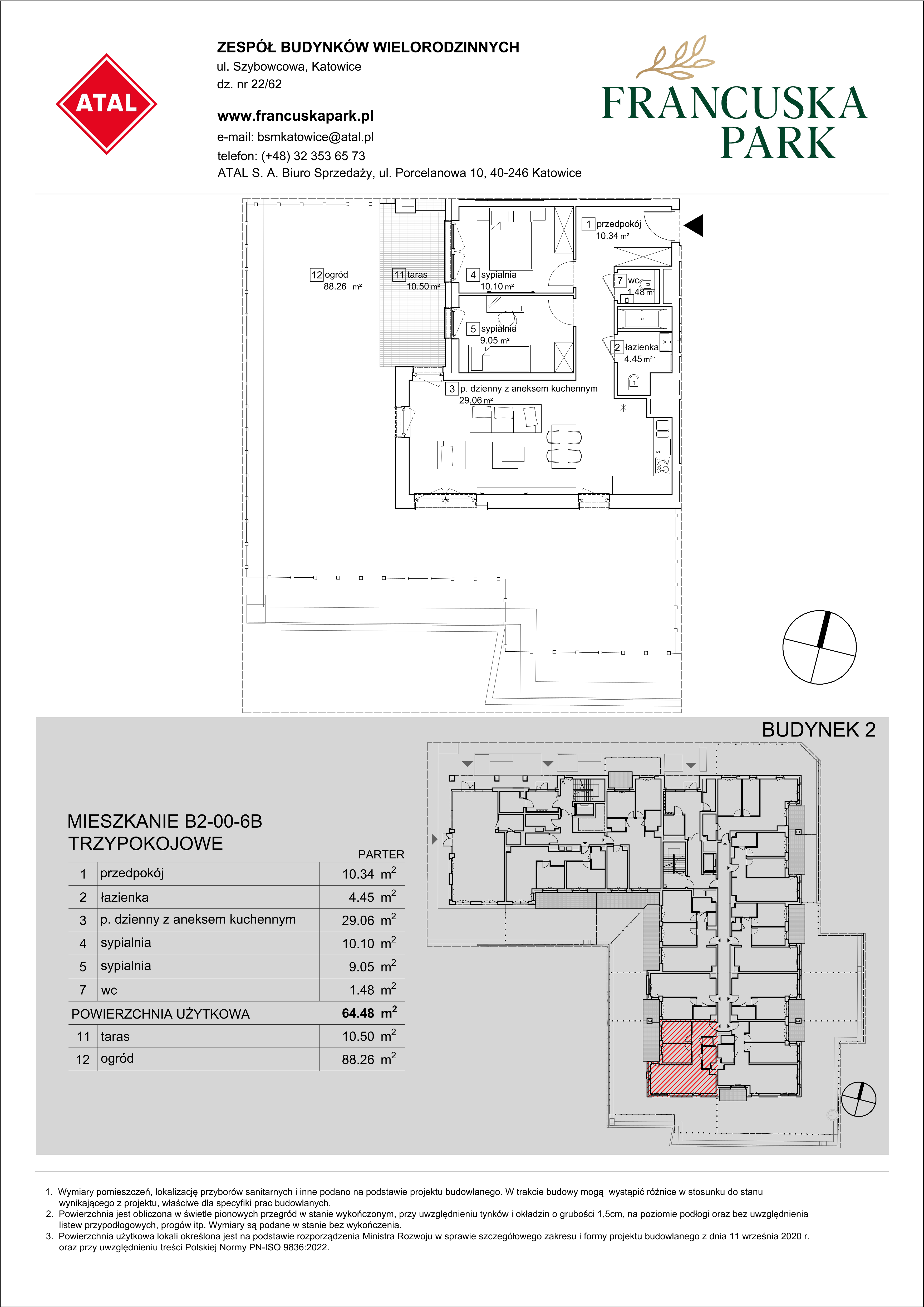 Mieszkanie 64,48 m², parter, oferta nr B2-00-6B, Francuska Park, Katowice, Osiedle Paderewskiego-Muchowiec, Muchowiec, ul. Szybowcowa-idx